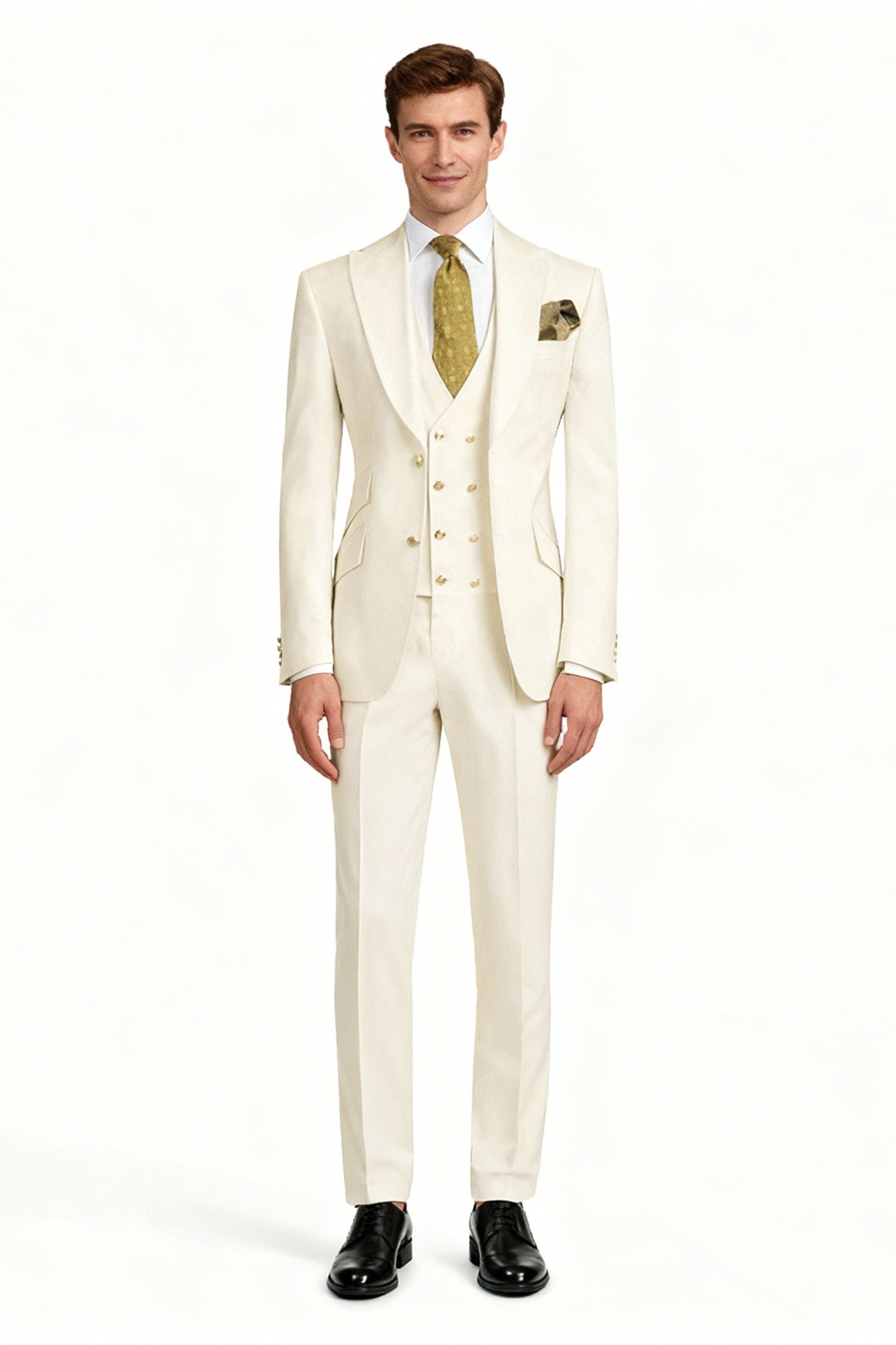 Formal Peak Lapel 3 Pieces Mens Suit For Wedding Tuxedos (Blazer+