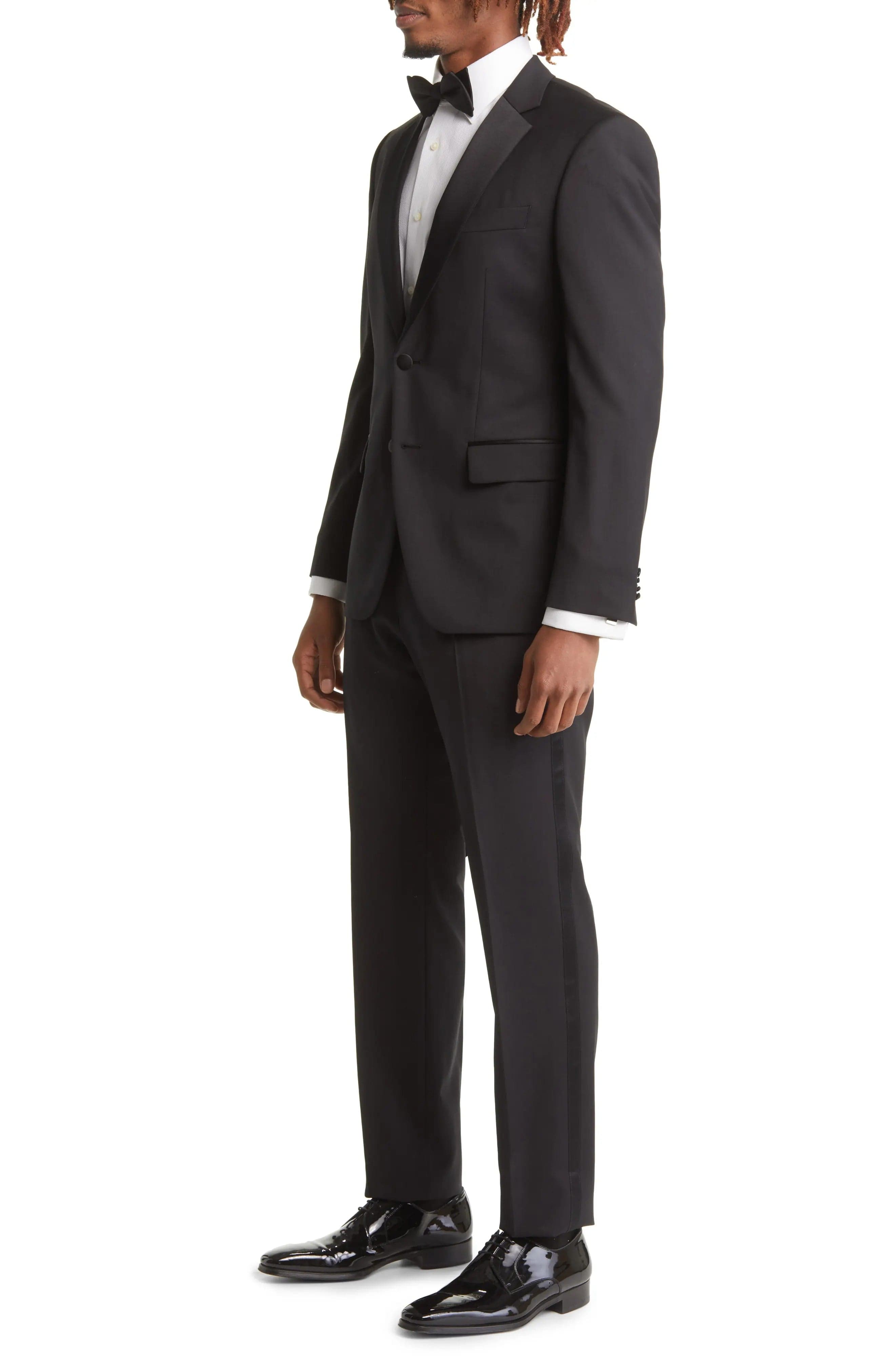 aesido Aesido Men's Black 2-Piece Suit with Satin Lapel – Blazer & Pants