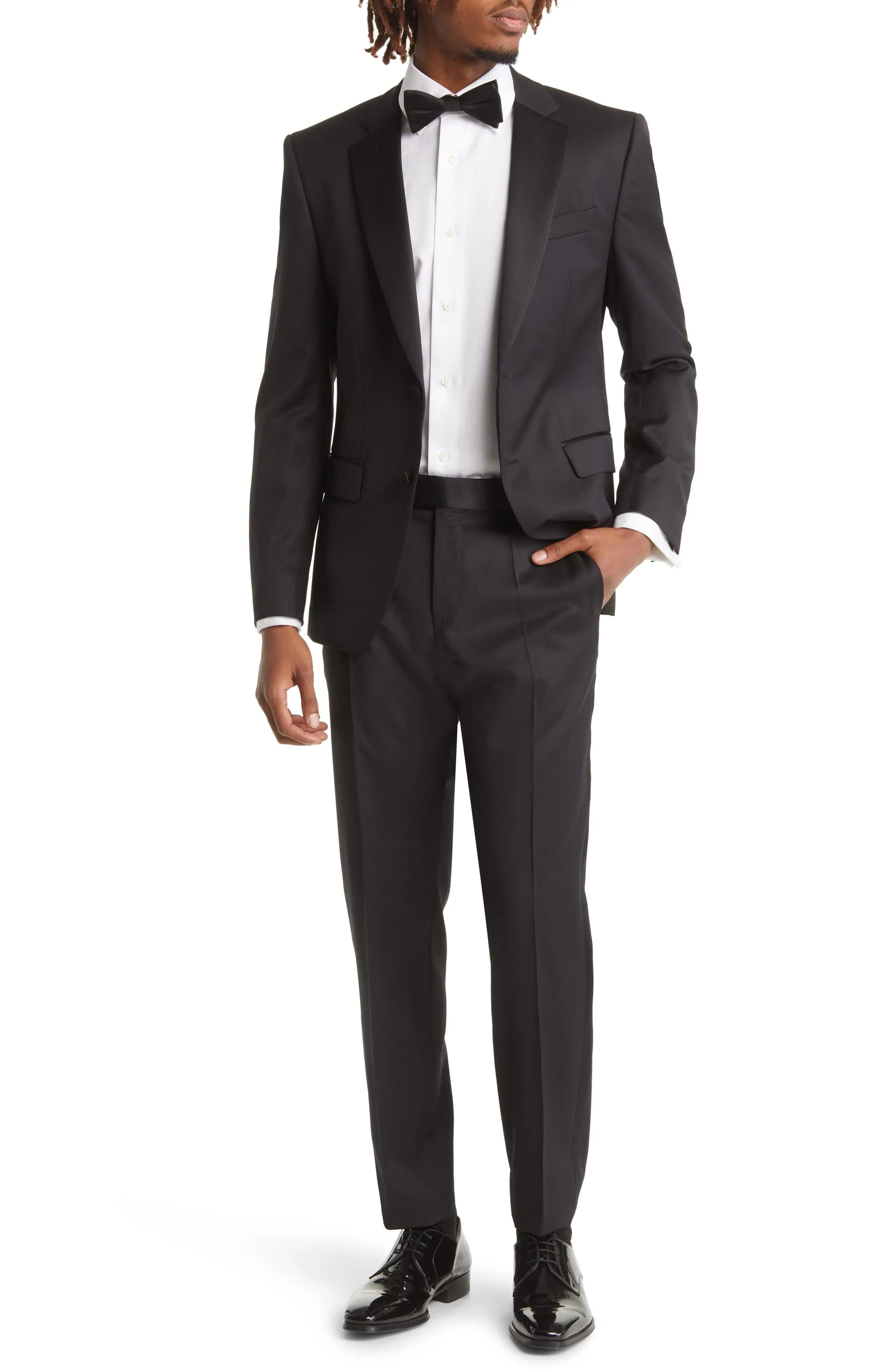 aesido Aesido Men's Black 2-Piece Suit with Satin Lapel – Blazer & Pants