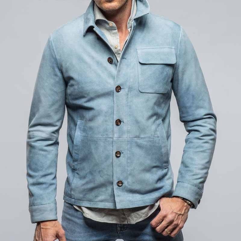 aesido Aesido Men’s Blue Slim Fit Casual Jacket with Turn-Down Collar