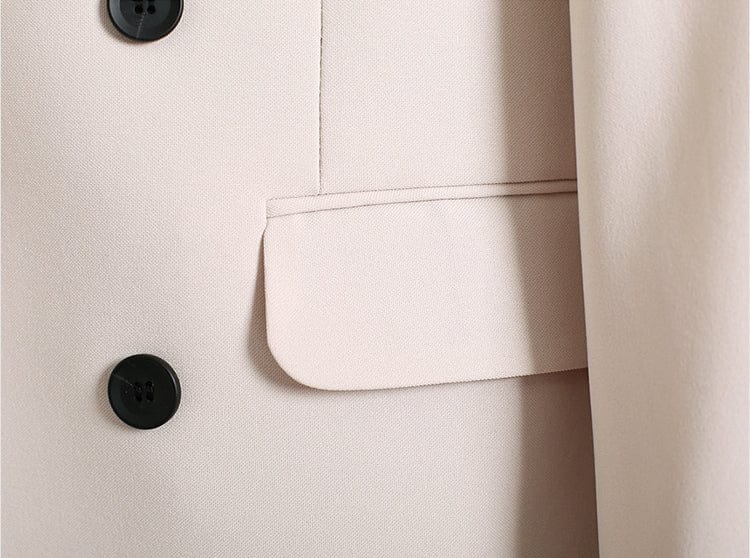 aesido Beige 2 Piece Double Brested Business Casual Silm Fil Men Suit