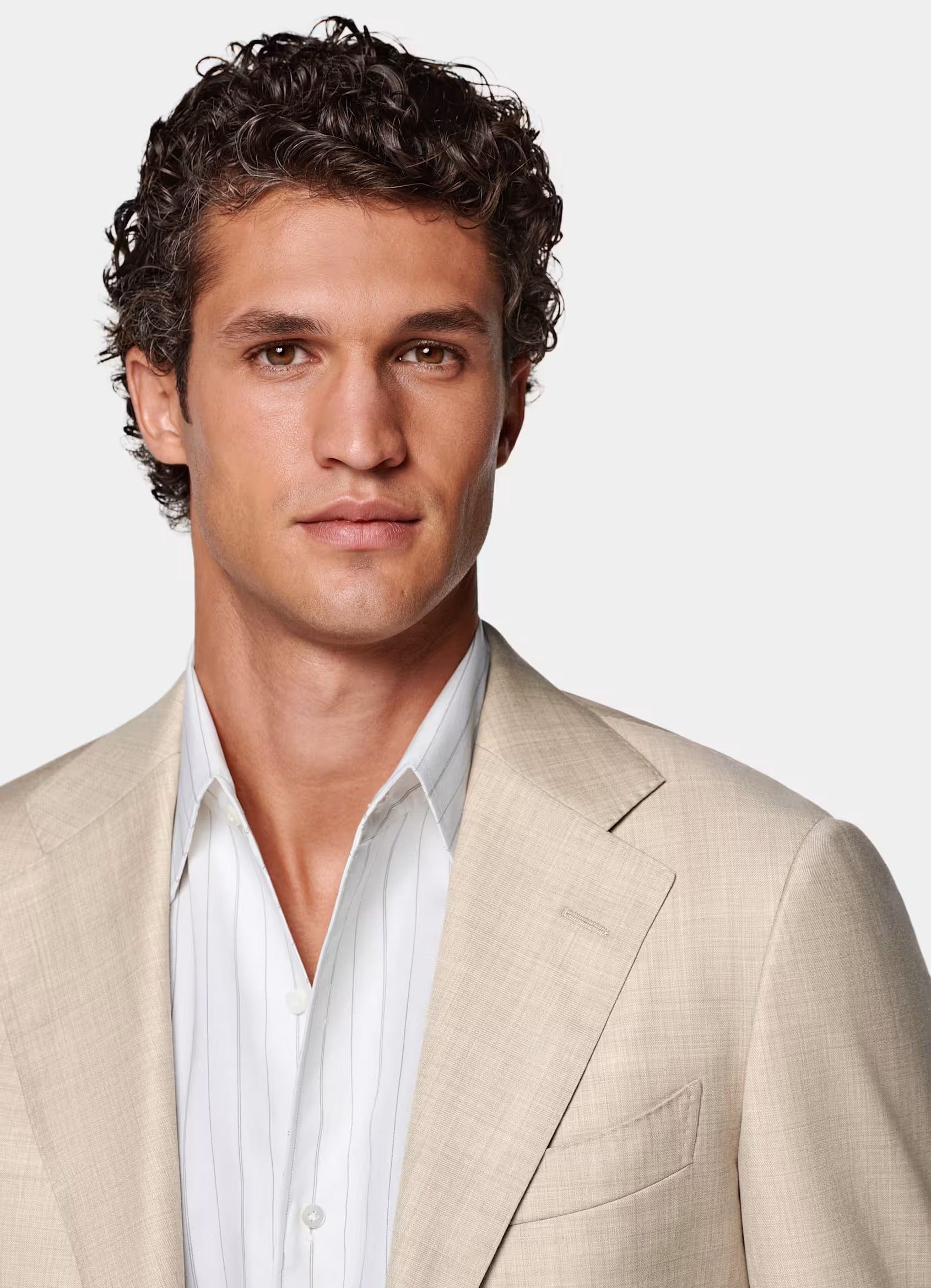 aesido Beige 2 Piece Double Button Casual Slim Fit Men Suit (Blazer+Pants)