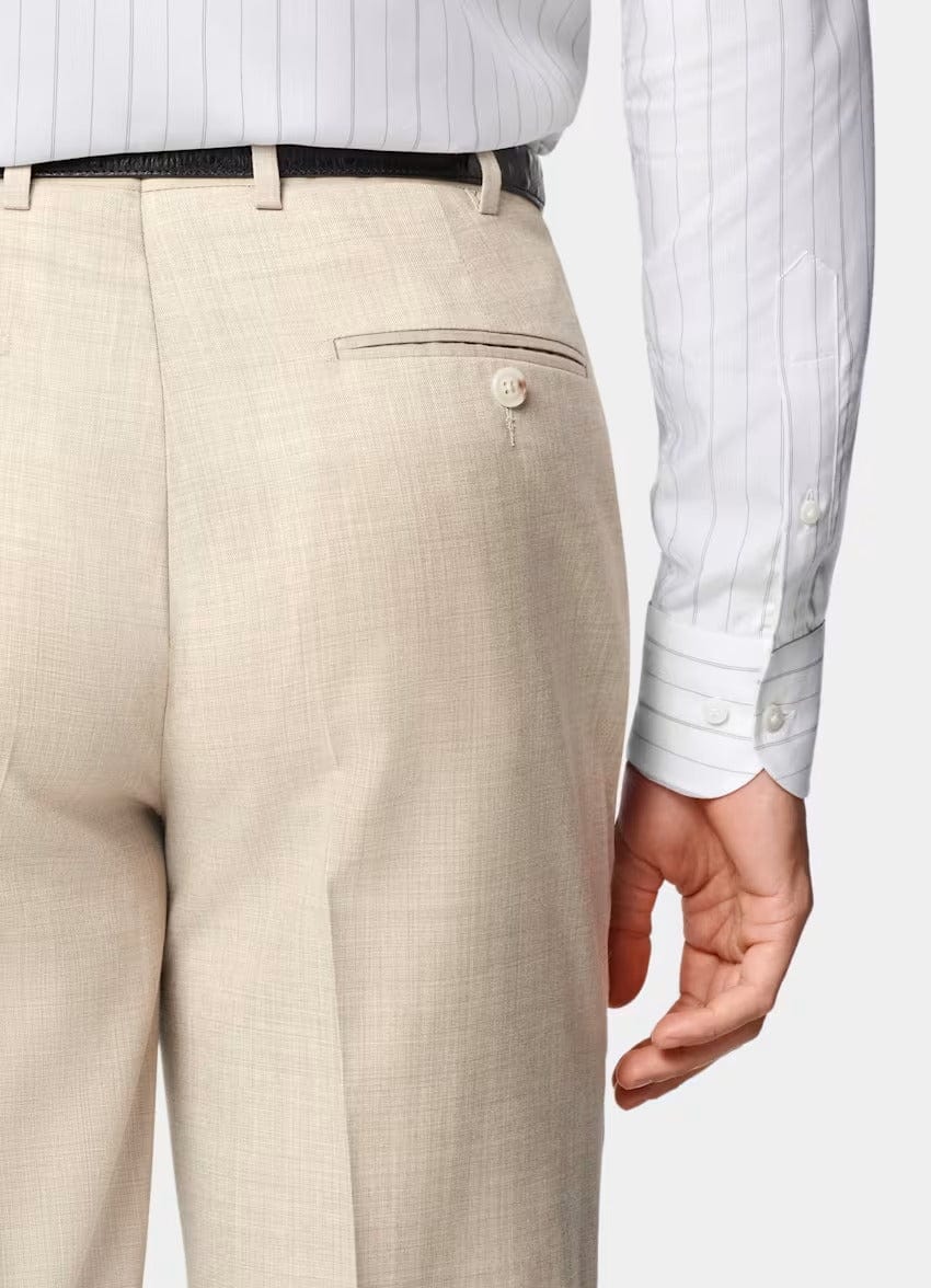 aesido Beige 2 Piece Double Button Casual Slim Fit Men Suit (Blazer+Pants)