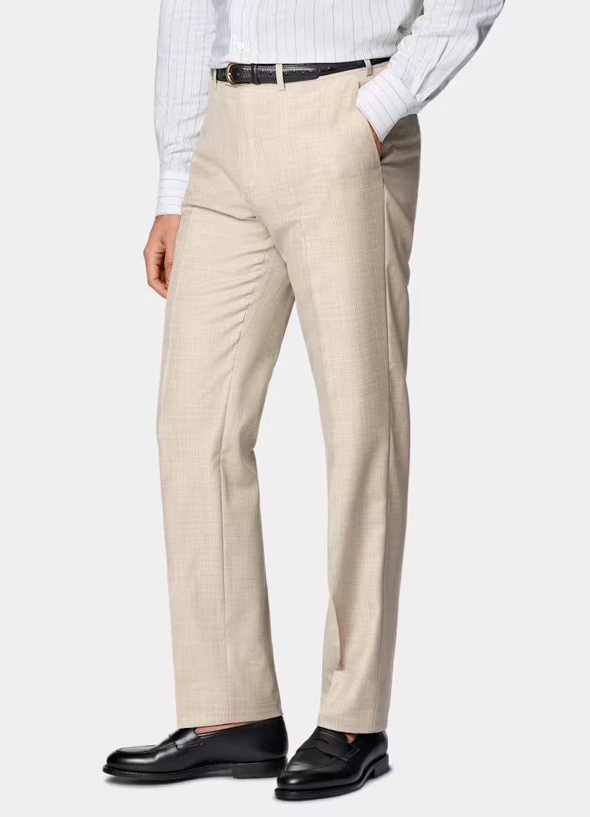 aesido Beige 2 Piece Double Button Casual Slim Fit Men Suit (Blazer+Pants)