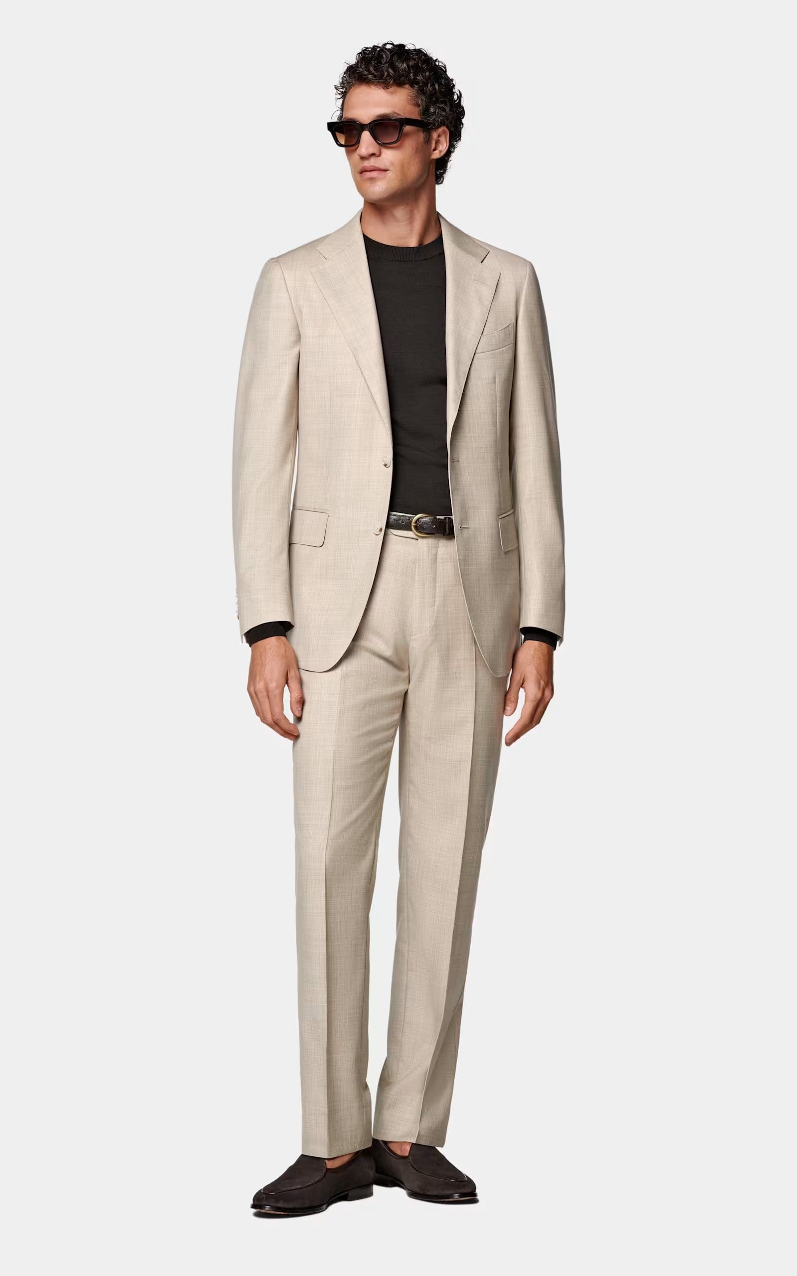 aesido Beige 2 Piece Double Button Casual Slim Fit Men Suit (Blazer+Pants)