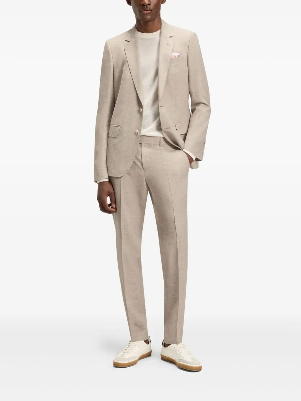 aesido Beige Men's 2-Piece Suit – Notch Lapel Blazer & Pants