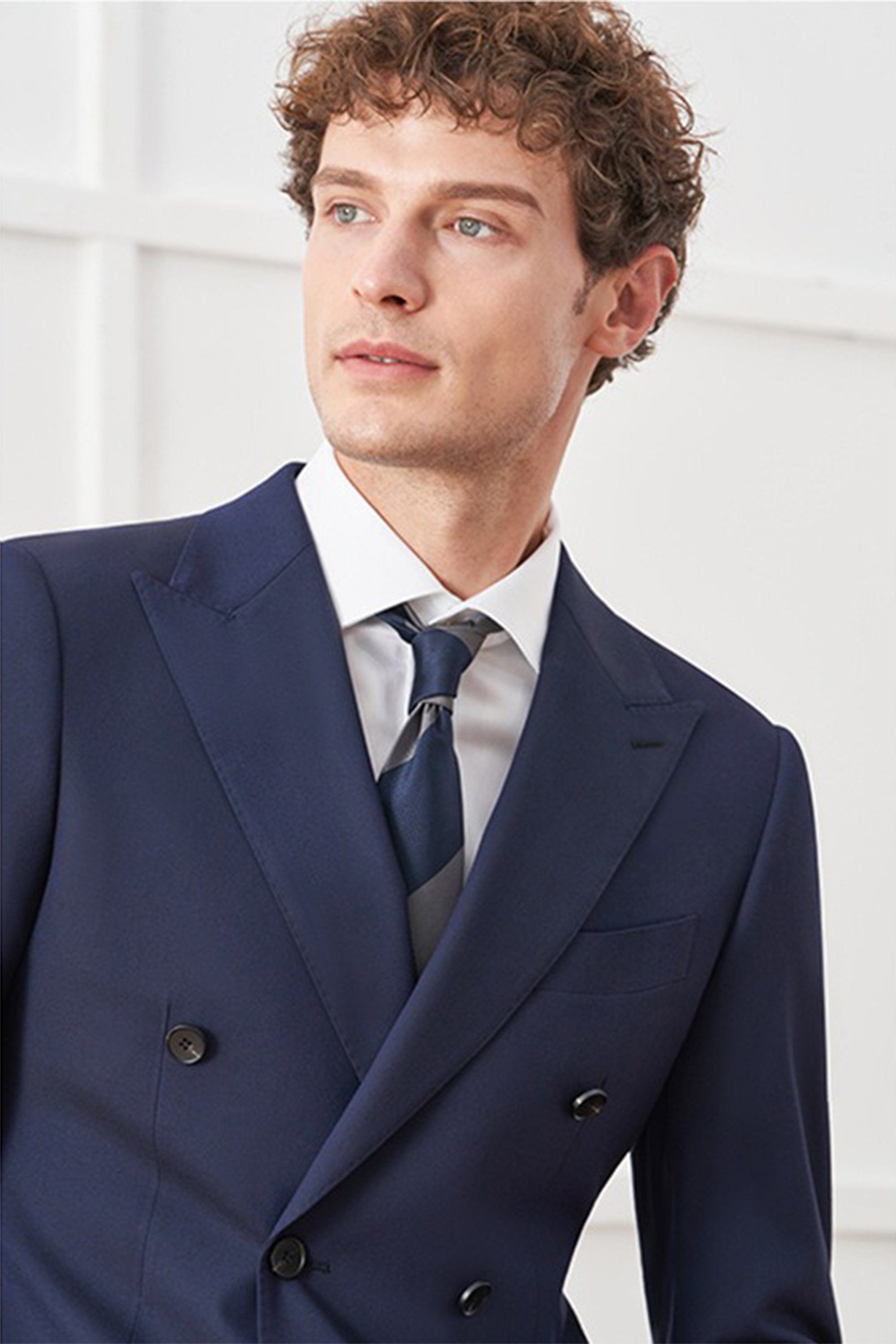 aesido Black 2 Piece Double Breasted Business Casual Men's Suit Groom Wedding Banquet Dress