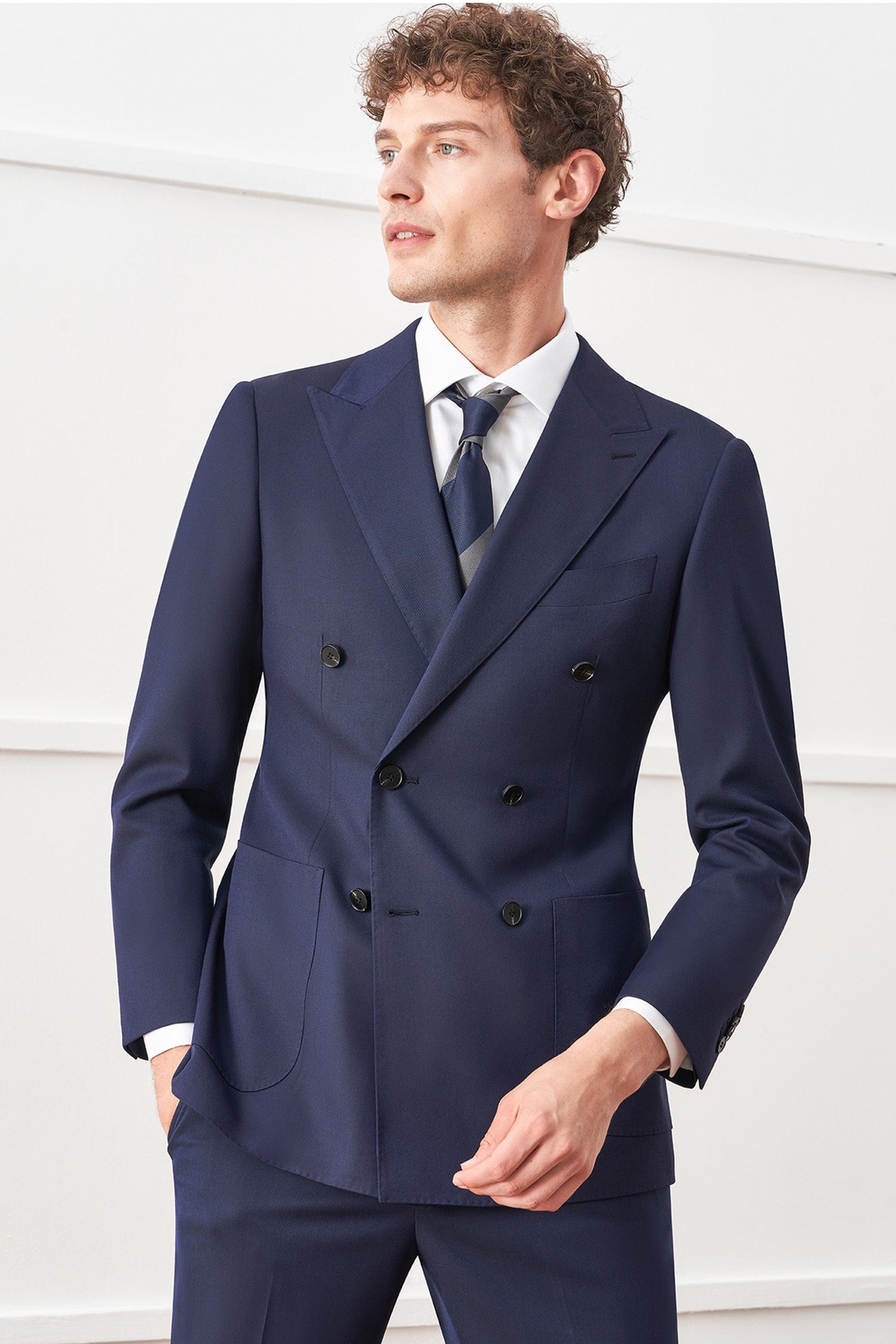 aesido Black 2 Piece Double Breasted Business Casual Men's Suit Groom Wedding Banquet Dress