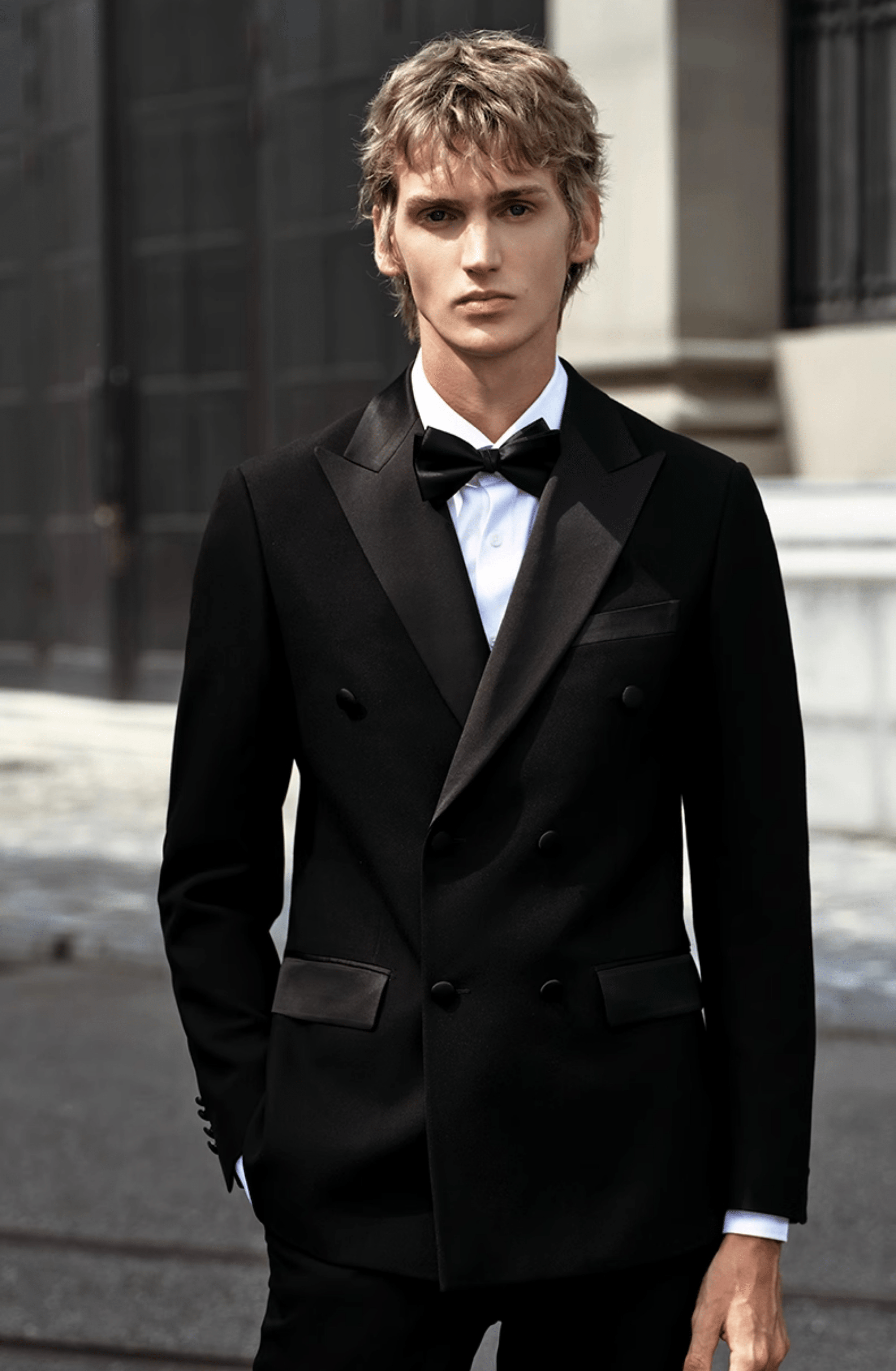 Mens Black Double Breasted Suit Set Peak Lapel Blazer with Pants Black / 42R Mens Black Double Breasted Suit Set Peak Lapel Blazer with Pants Black / 42R