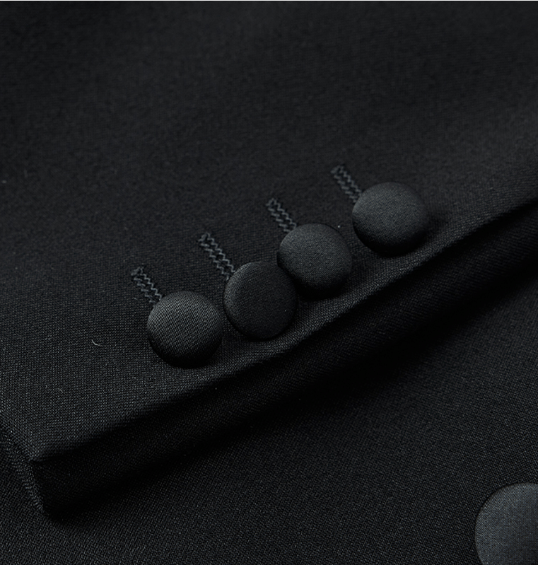 aesido Black 2 Piece Double Breasted Satin Collar Men's Suit Groom Wedding Dress