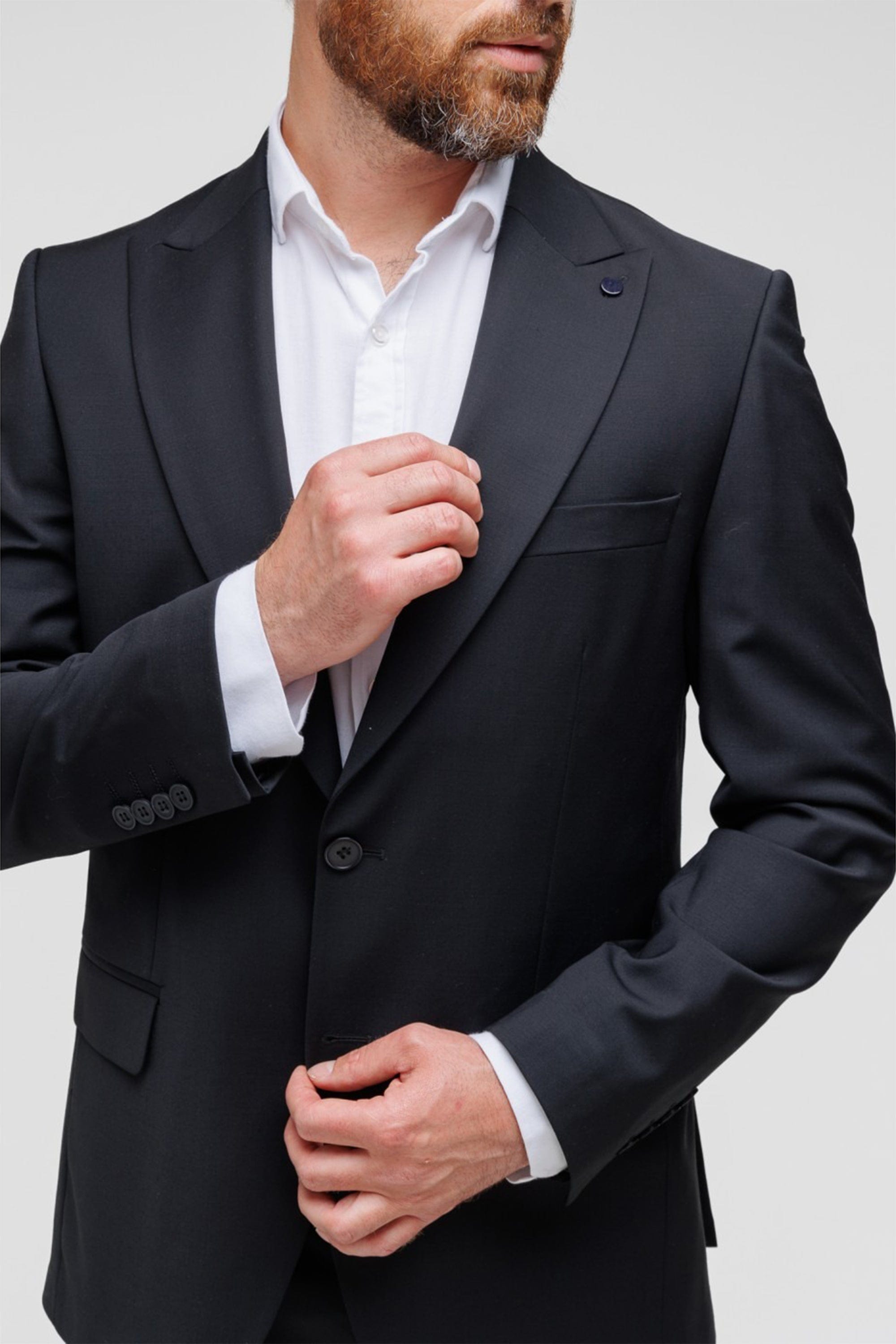 aesido Black 2 Piece Double Button Business Casual Silm Fit Men Suit