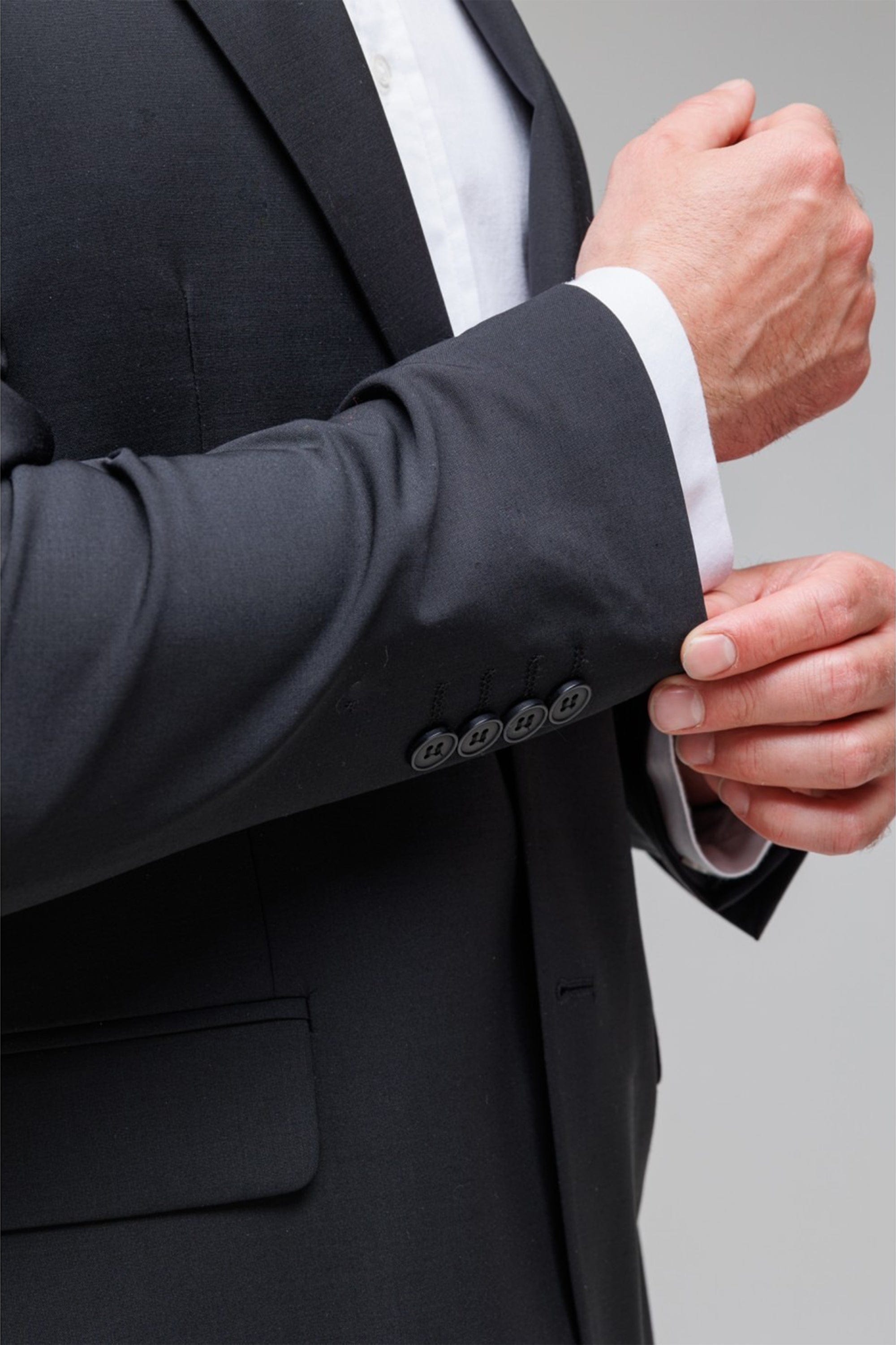 aesido Black 2 Piece Double Button Business Casual Silm Fit Men Suit