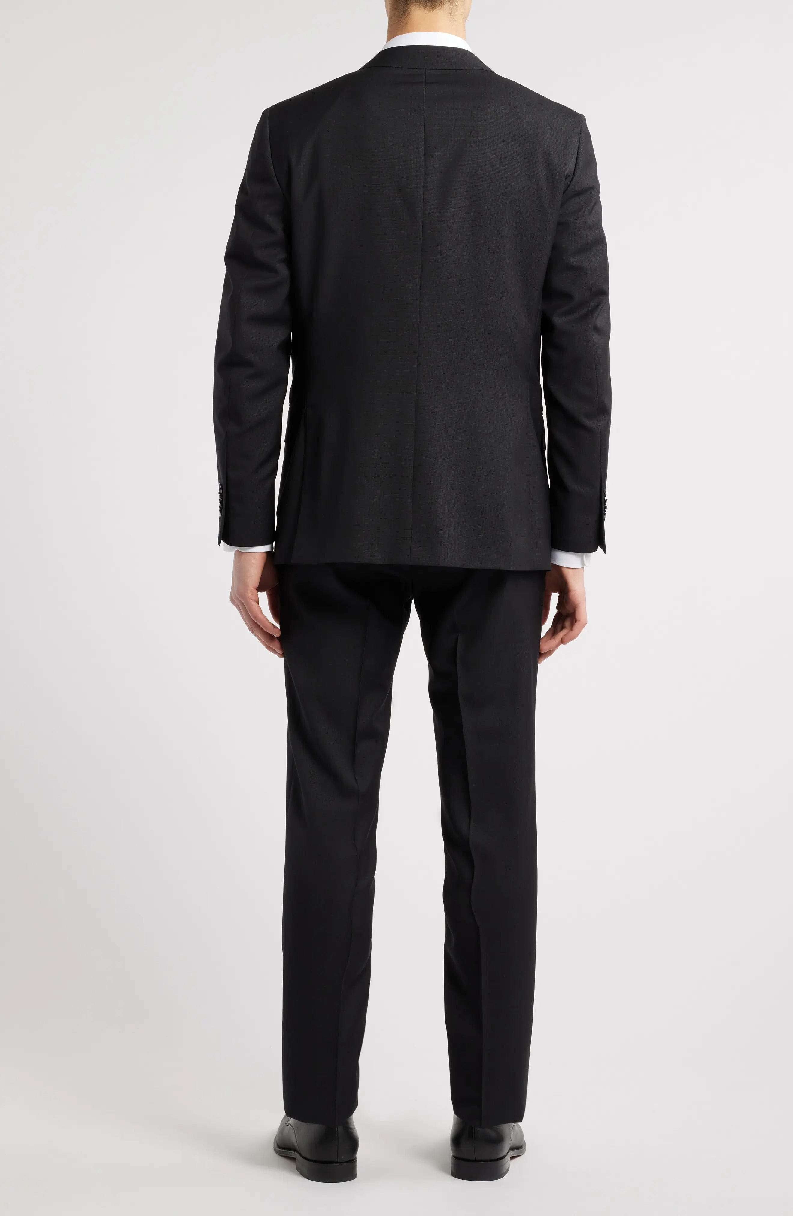 aesido Black 2 Piece Double Button Business Casual Silm Fit Men Suit