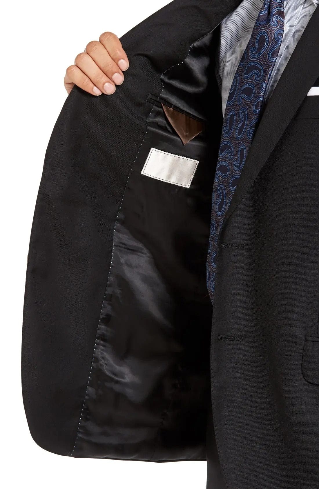 aesido Black 2 Piece Double Button Business Casual Slim Fit Men Suit