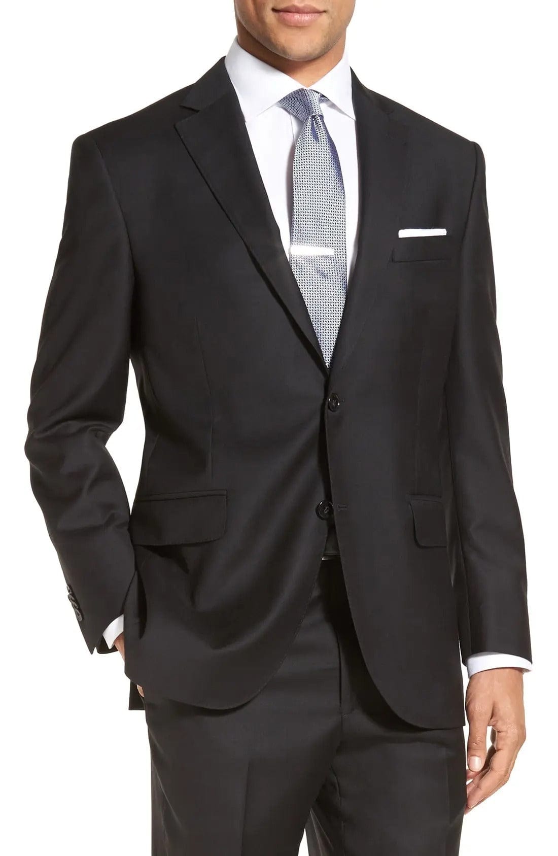 aesido Black 2 Piece Double Button Business Casual Slim Fit Men Suit