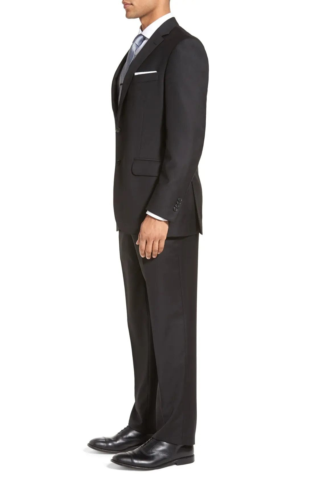 aesido Black 2 Piece Double Button Business Casual Slim Fit Men Suit