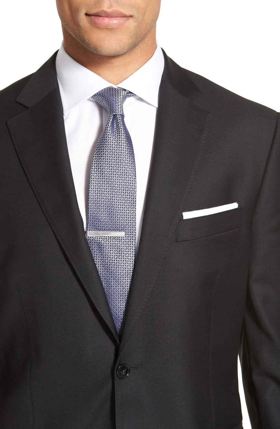 aesido Black 2 Piece Double Button Business Casual Slim Fit Men Suit