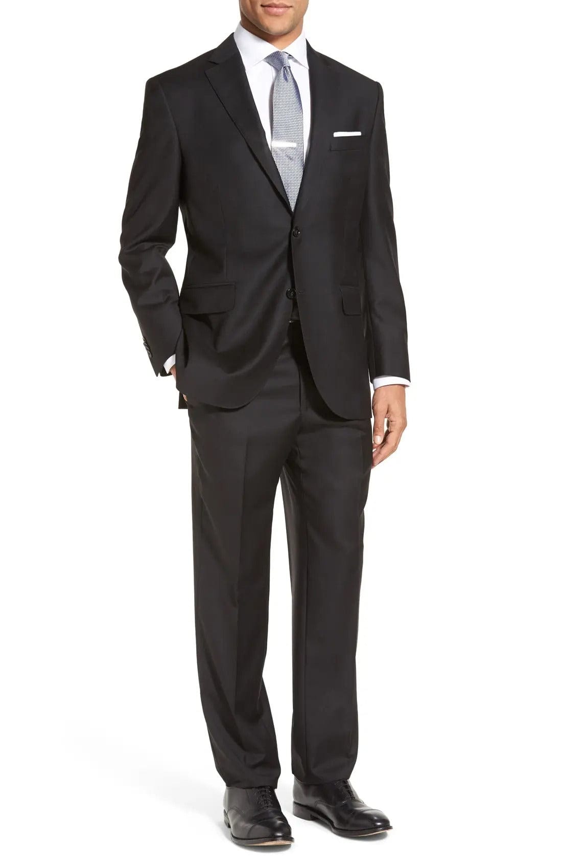 aesido Black 2 Piece Double Button Business Casual Slim Fit Men Suit