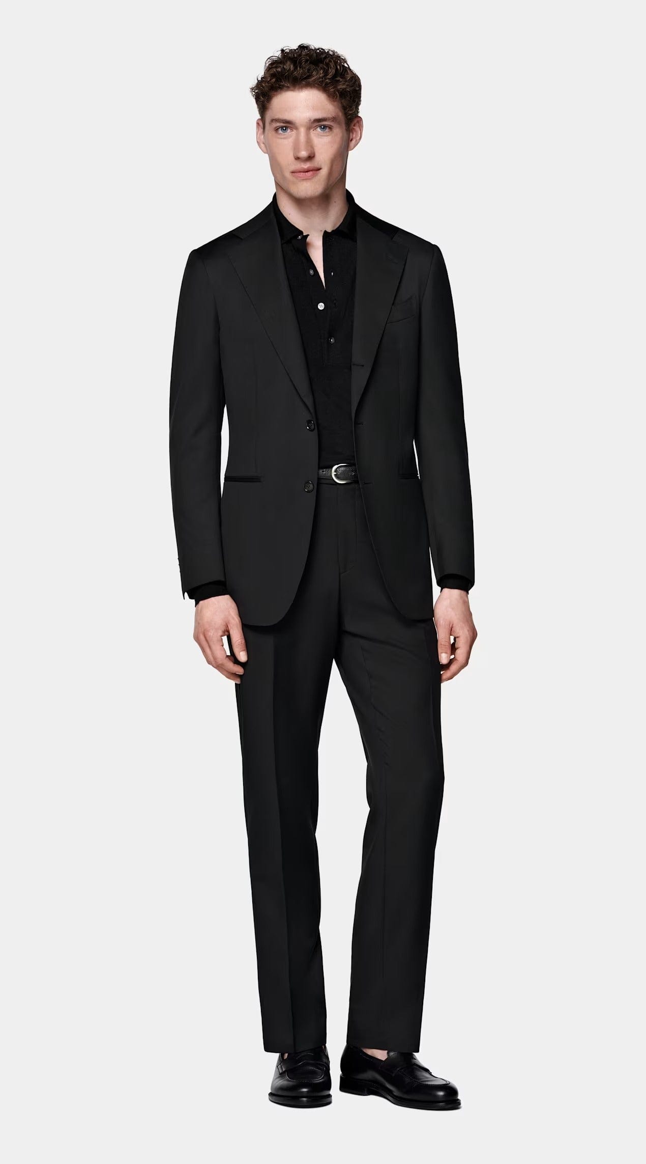 aesido Black 2 Piece Double Button Business Slim Fit Men Suit (Blazer+Pants)