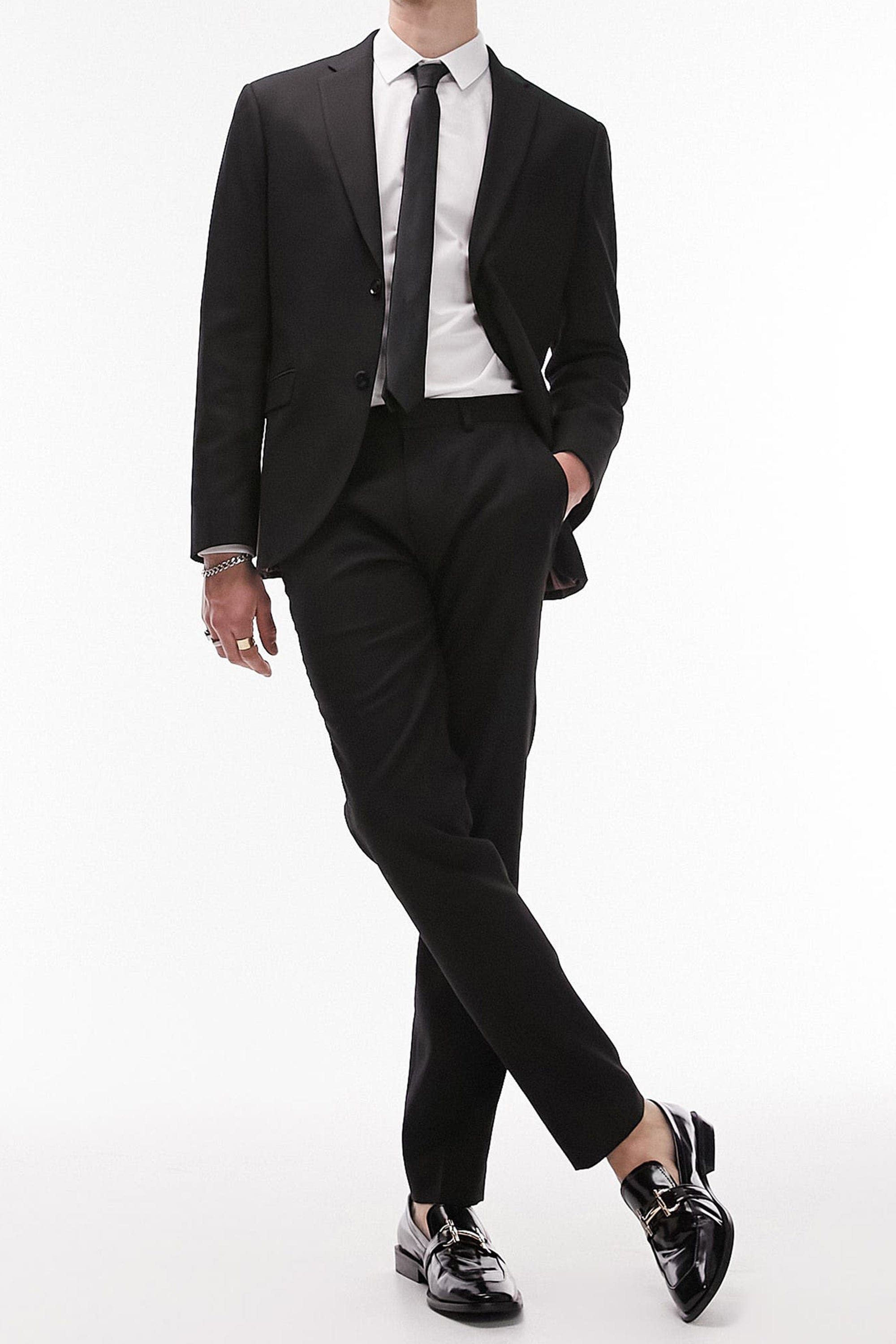 aesido Black 2 Piece Notch Lapel Fashionable Slim Fit Mens Suit (Blazer+Pants)