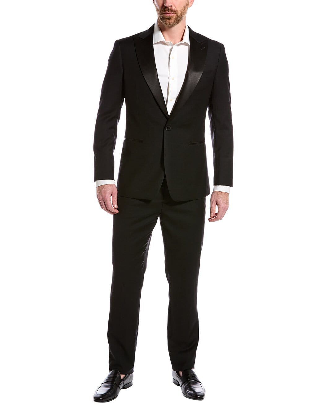 aesido Black 2 Piece Peaked Lapel Double Button Business Slim Fit Men's Suit Groom Wedding Dress