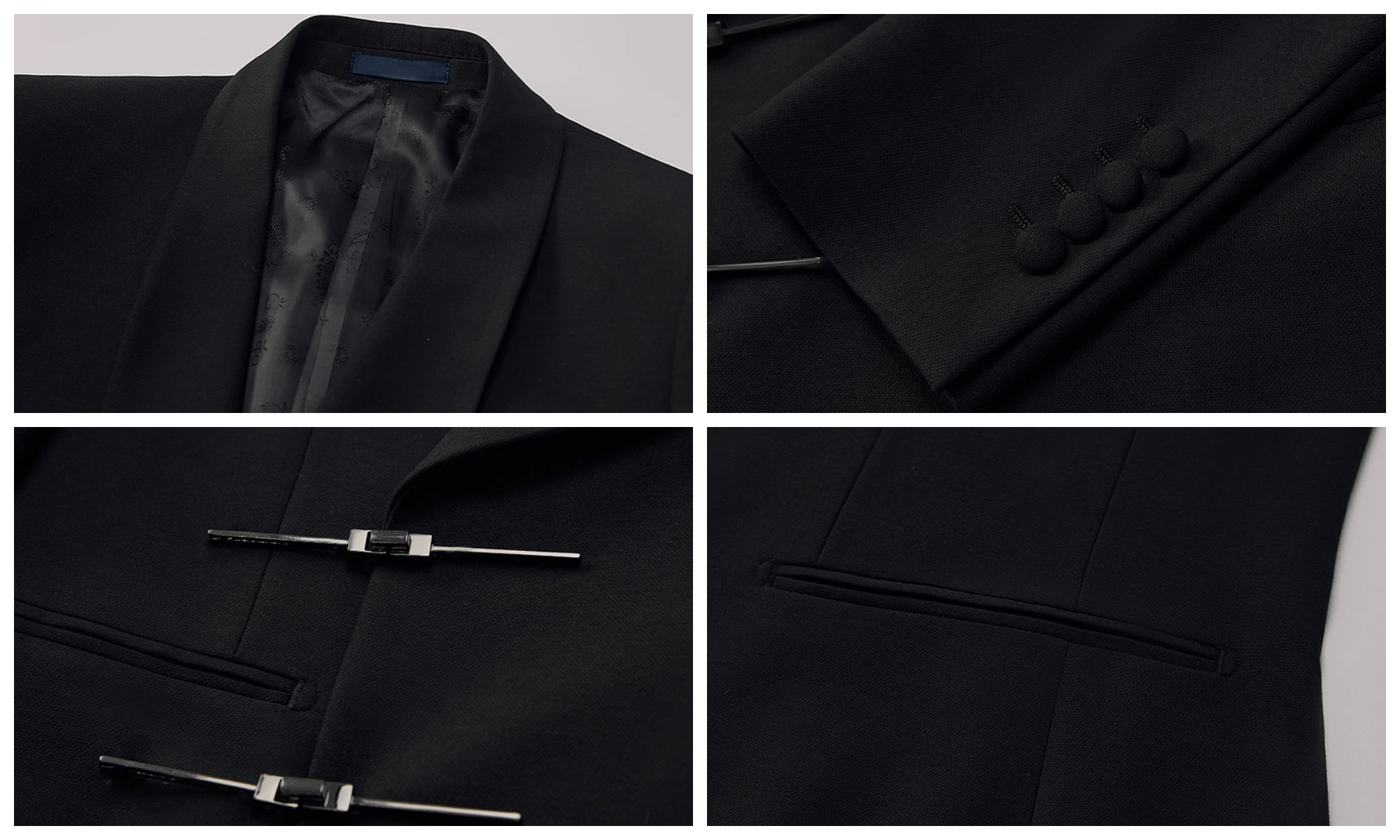 aesido Black 2 Piece Shawl Lapel double Buttons Men's Suit Groom Wedding Banquet Dress