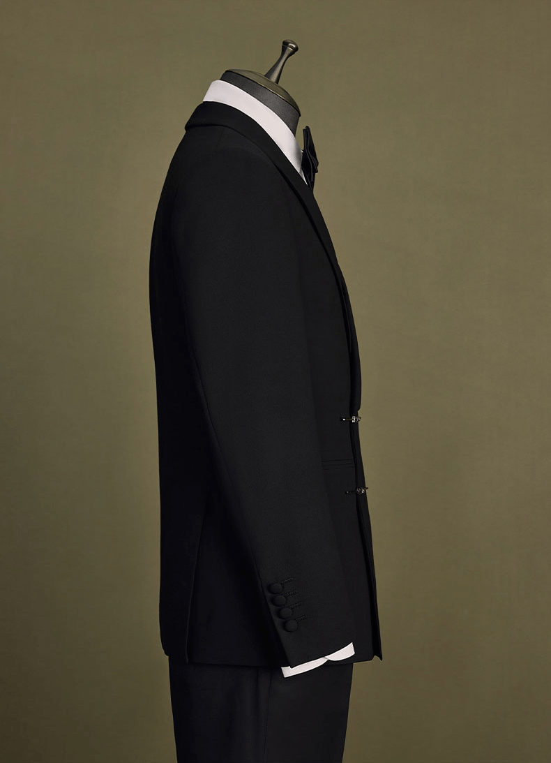 aesido Black 2 Piece Shawl Lapel double Buttons Men's Suit Groom Wedding Banquet Dress