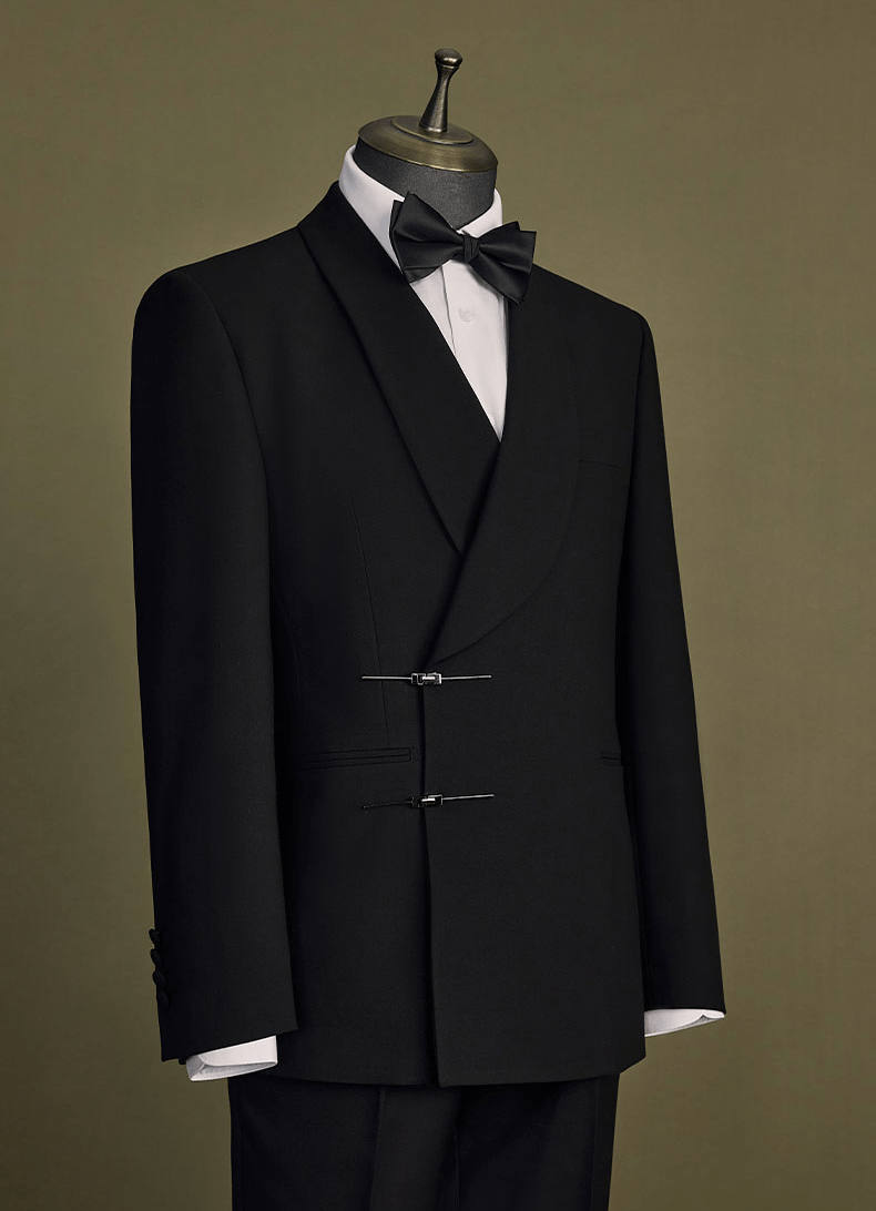 aesido Black 2 Piece Shawl Lapel double Buttons Men's Suit Groom Wedding Banquet Dress