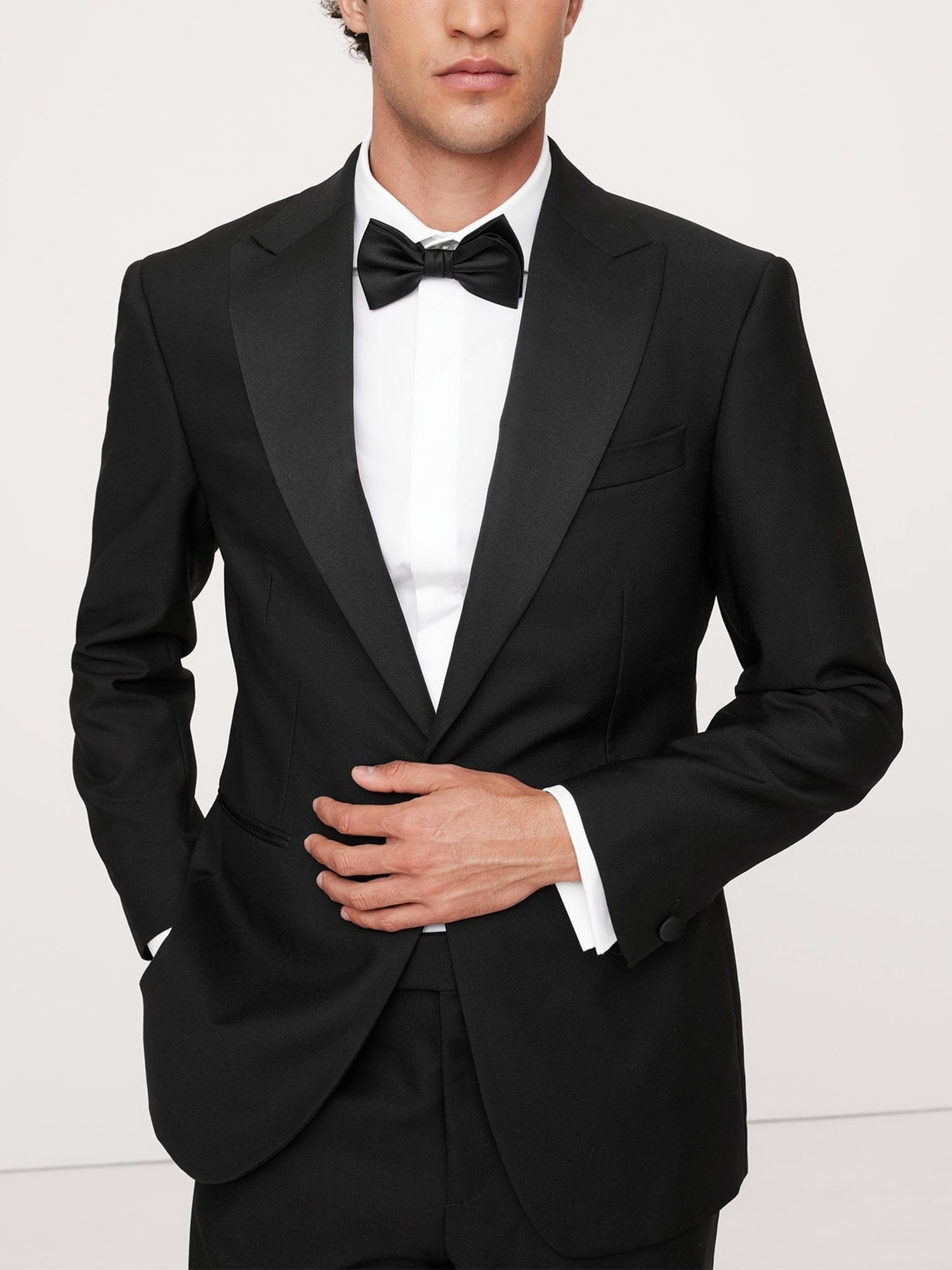 aesido Black 2 Piece Single Button Satin Collar Business Slim Fit Men's Suit Groom Wedding Dress