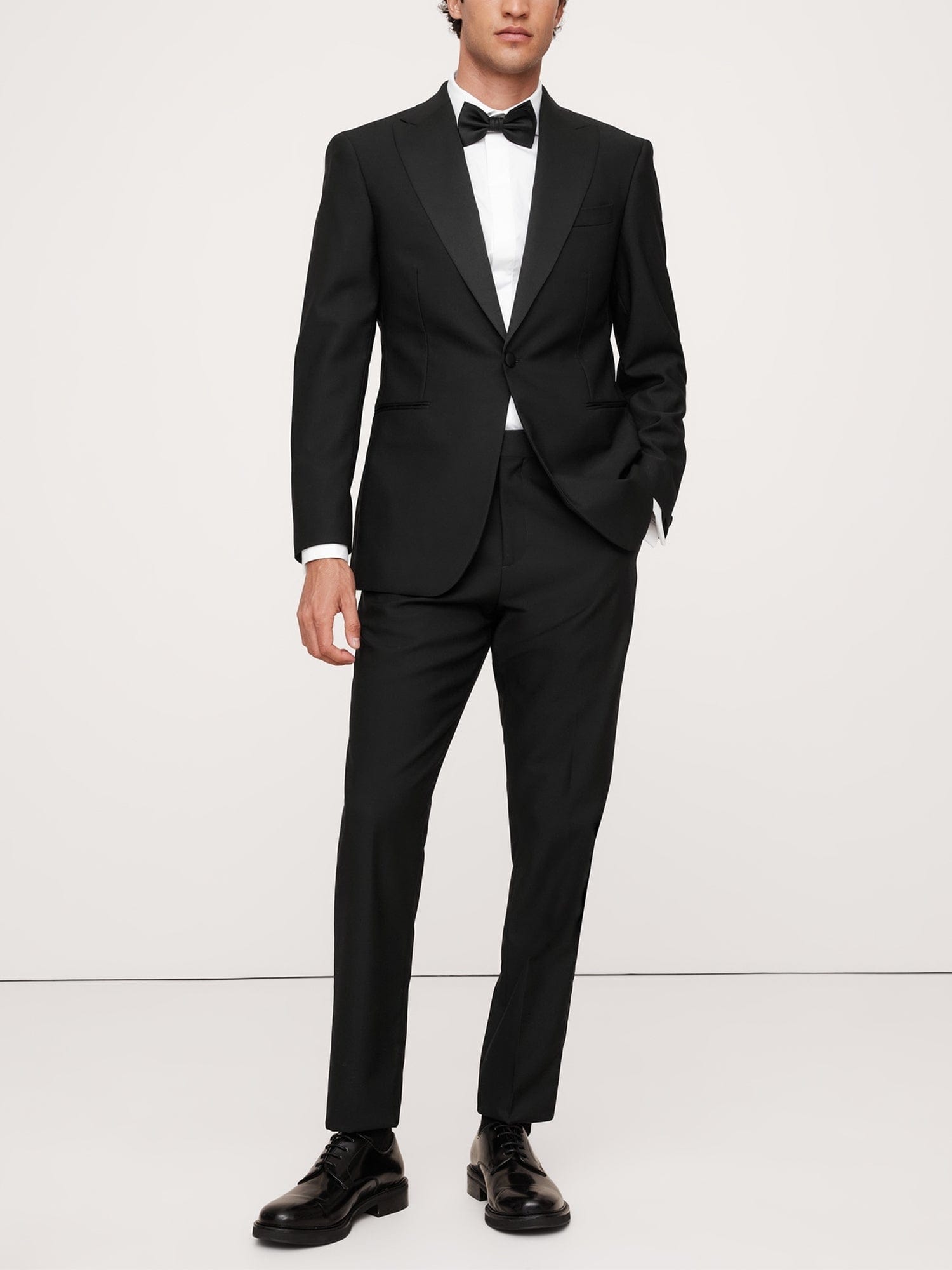 aesido Black 2 Piece Single Button Satin Collar Business Slim Fit Men's Suit Groom Wedding Dress