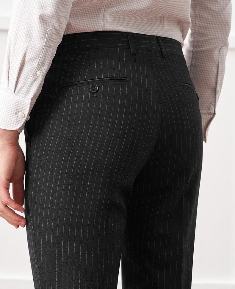 aesido Black 2 Piece Striped Business Casual Slim Fit Men's Suit Groom Wedding Dress