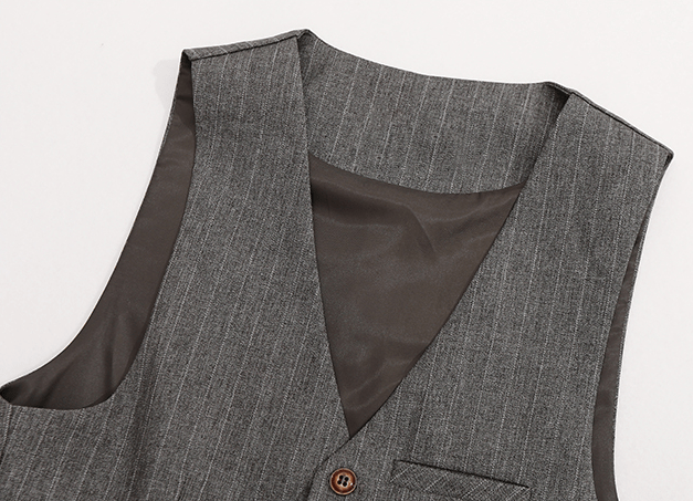 aesido Black 2 Piece Striped Slim Fit Men's Suit Vest Groom Best Man Wedding Waistcoat (Vest+Pants)