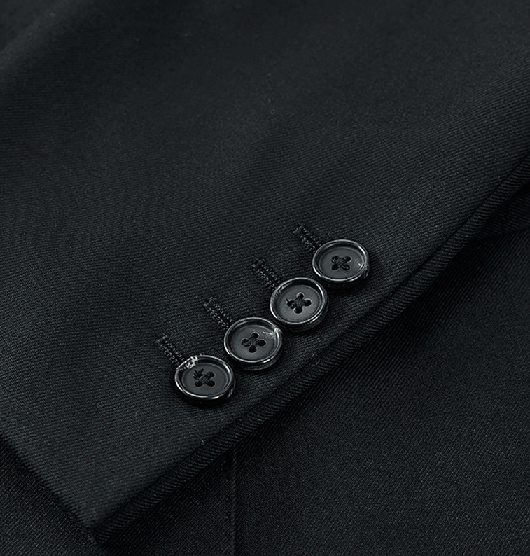 aesido Black 2 Piece Zhongshan Suit Single Breasted Stand Collar Business Casual Men's Suit