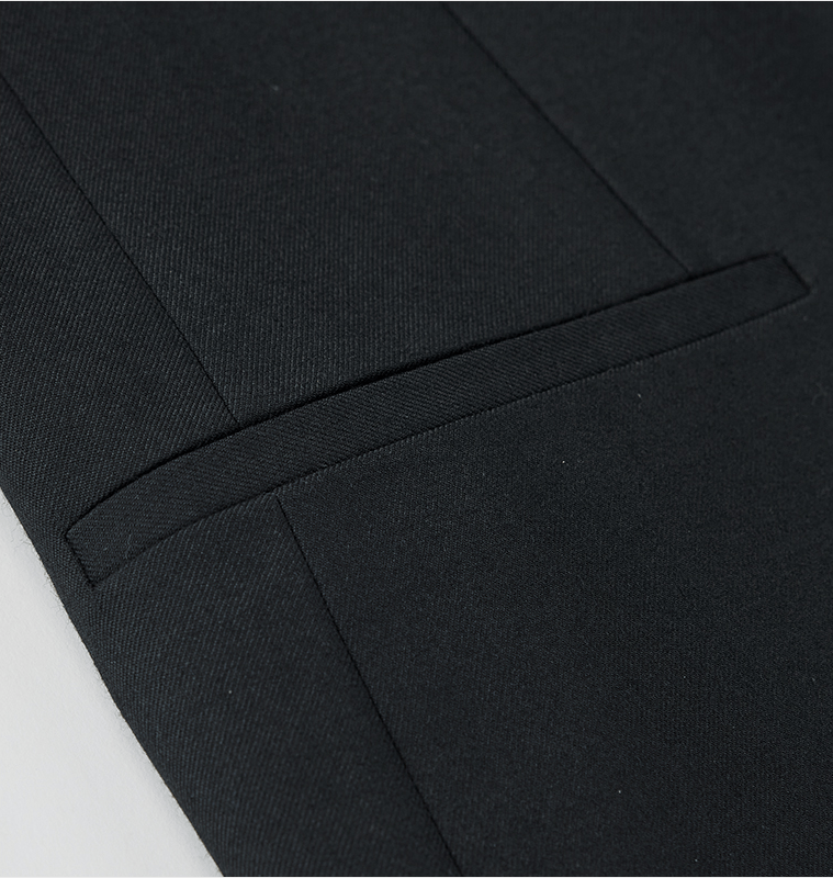 aesido Black 2 Piece Zhongshan Suit Single Breasted Stand Collar Business Casual Men's Suit