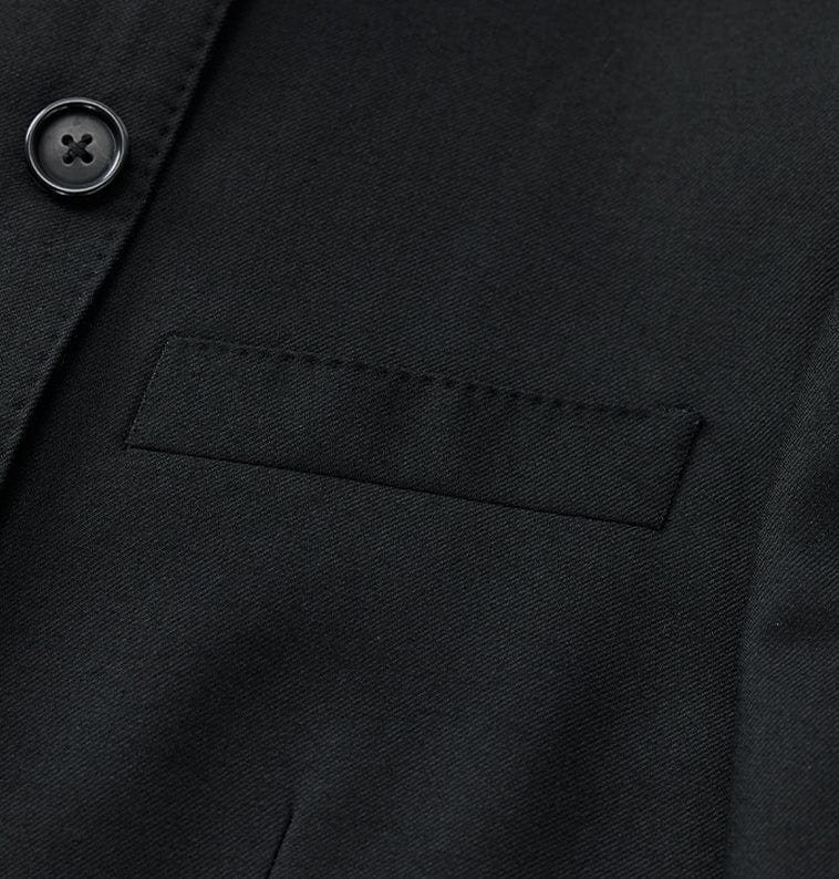 aesido Black 2 Piece Zhongshan Suit Single Breasted Stand Collar Business Casual Men's Suit