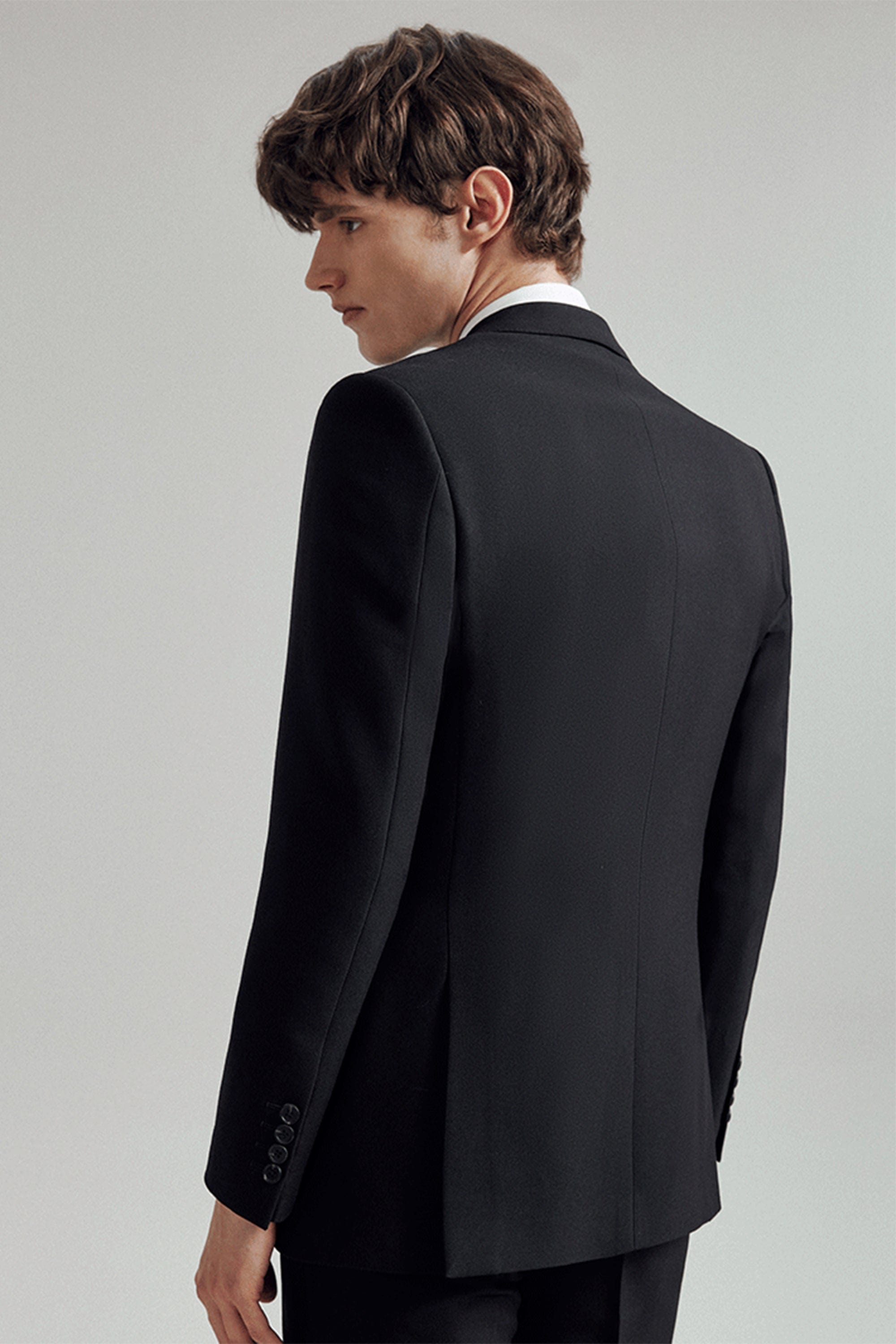 aesido Black 3 Piece Double Breasted Business Casual Slim Fit Men's Suit Groom Wedding Dress