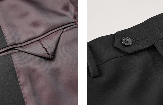 aesido Black 3 Piece Shawl Lapel Men's Suit Business Slim Groom Wedding Dress