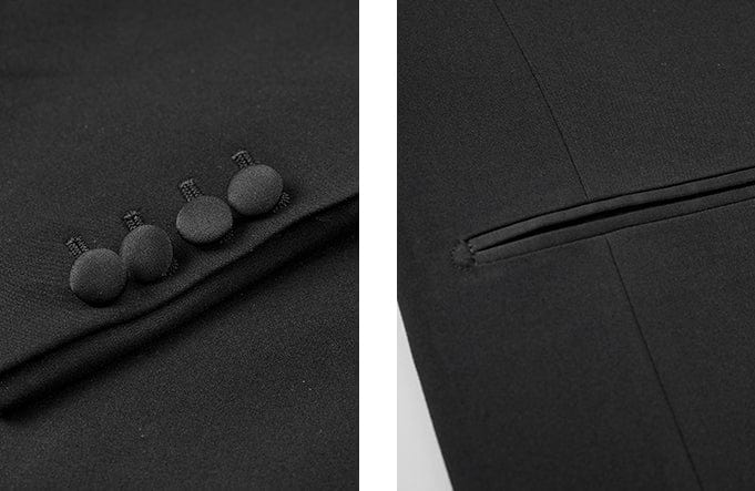 aesido Black 3 Piece Shawl Lapel Men's Suit Business Slim Groom Wedding Dress