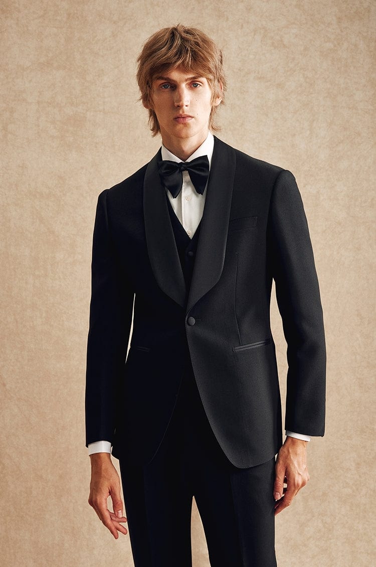 aesido Black 3 Piece Shawl Lapel Men's Suit Business Slim Groom Wedding Dress