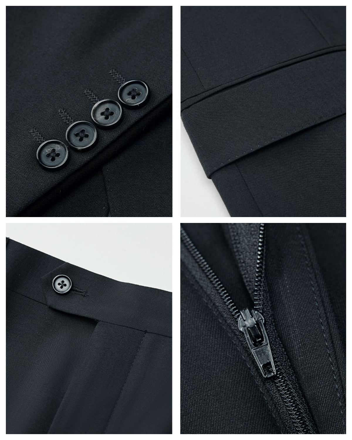 aesido Black 3 Piece Single Breasted Business Casual Slim Fit Men's Suit Groom Wedding Dress