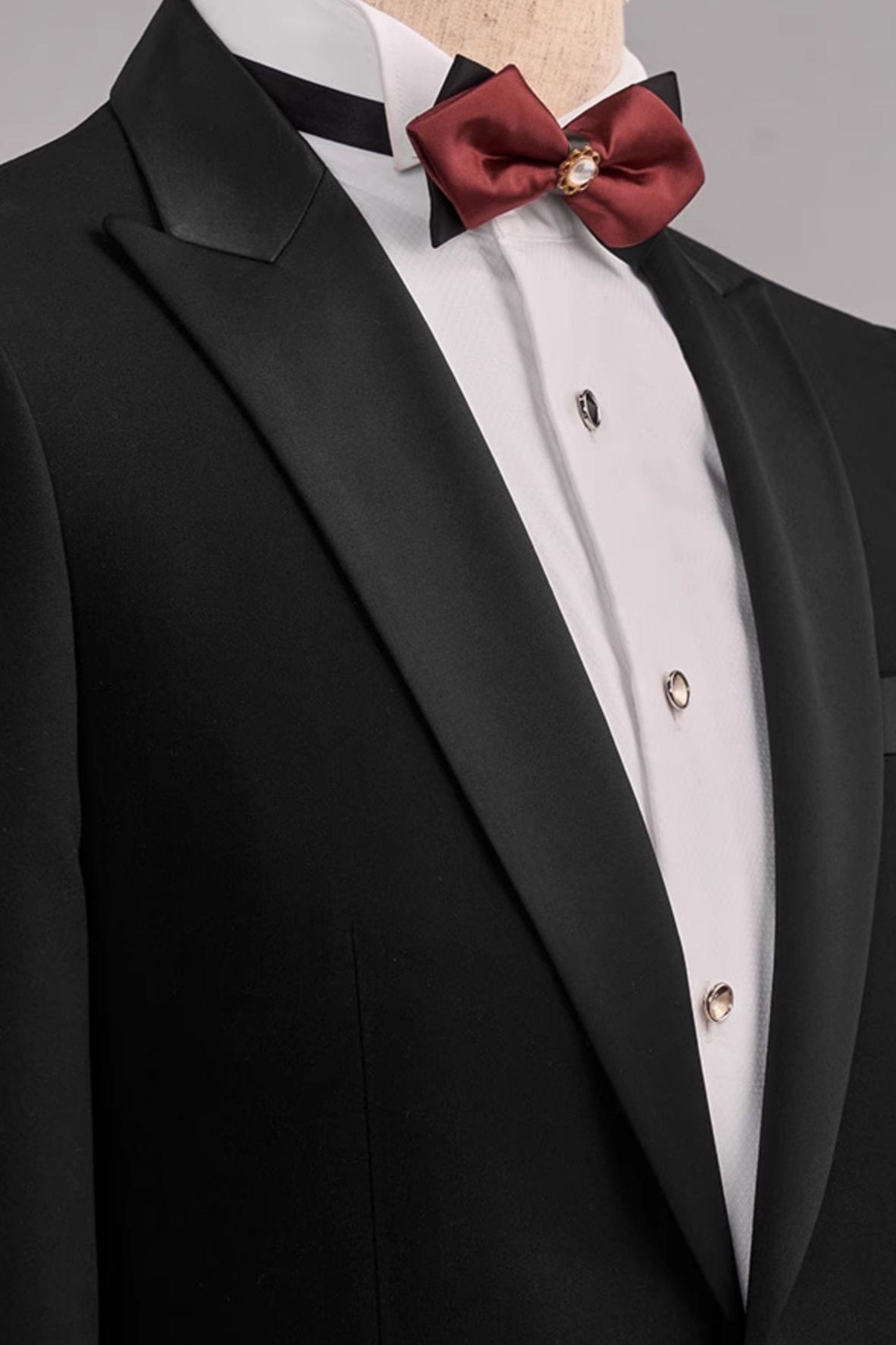 aesido Black 3 Piece Single Button Business Slim Fit Men's Suit Groom Wedding Dress