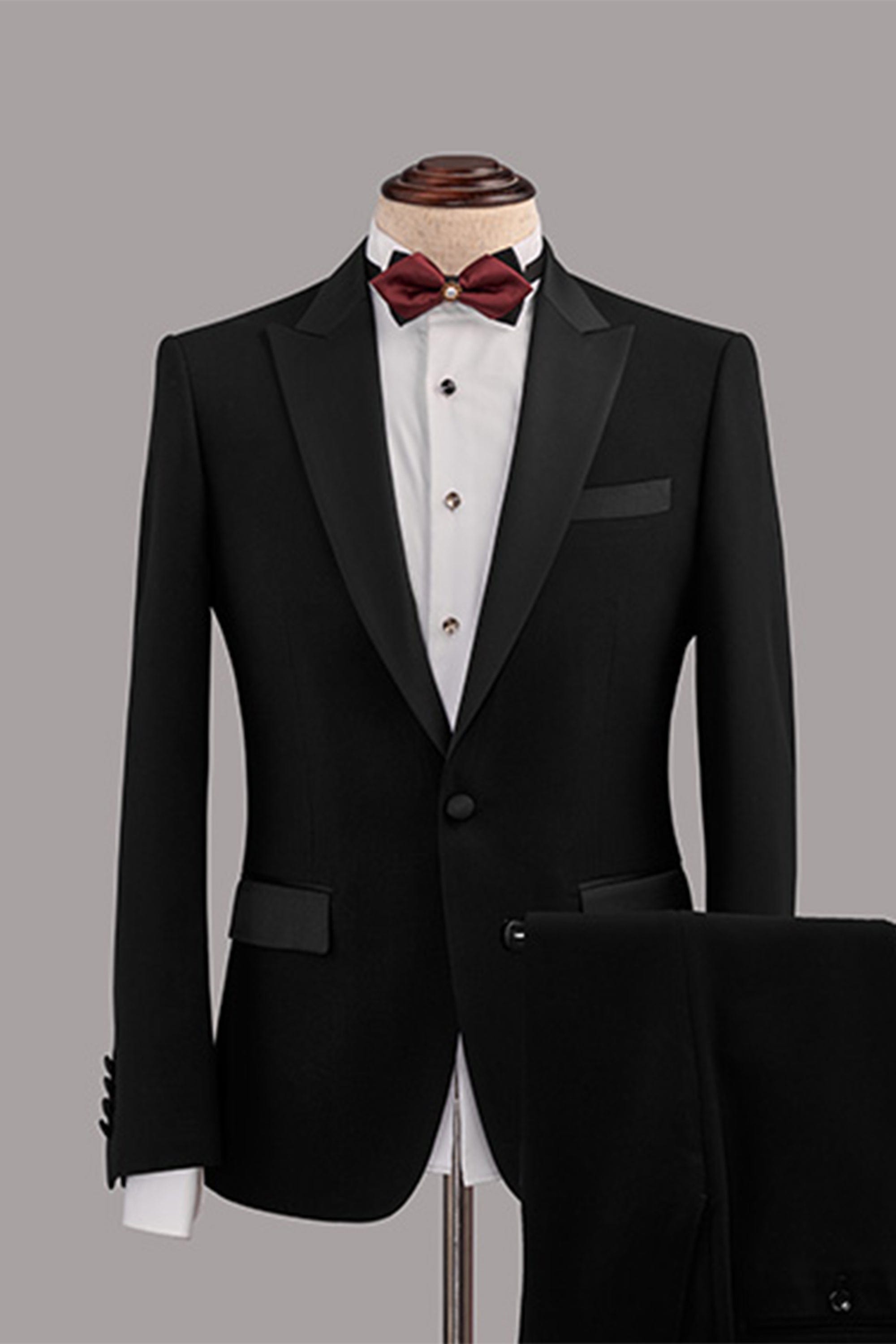 aesido Black 3 Piece Single Button Business Slim Fit Men's Suit Groom Wedding Dress