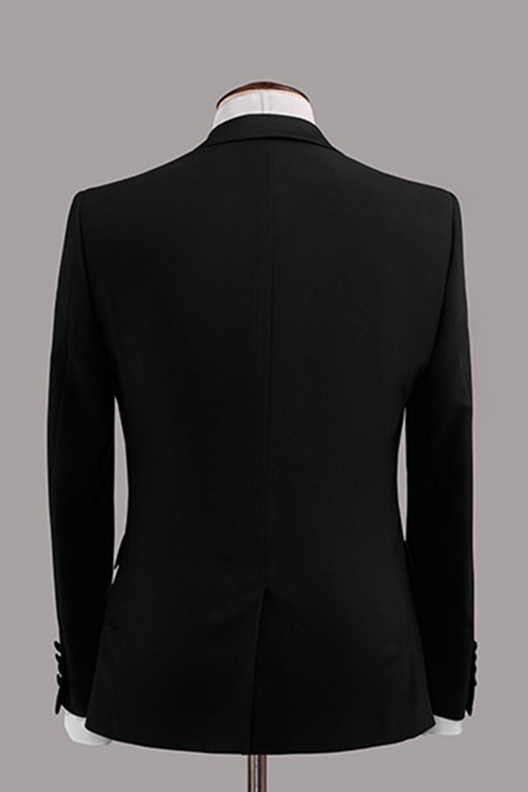 aesido Black 3 Piece Single Button Business Slim Fit Men's Suit Groom Wedding Dress