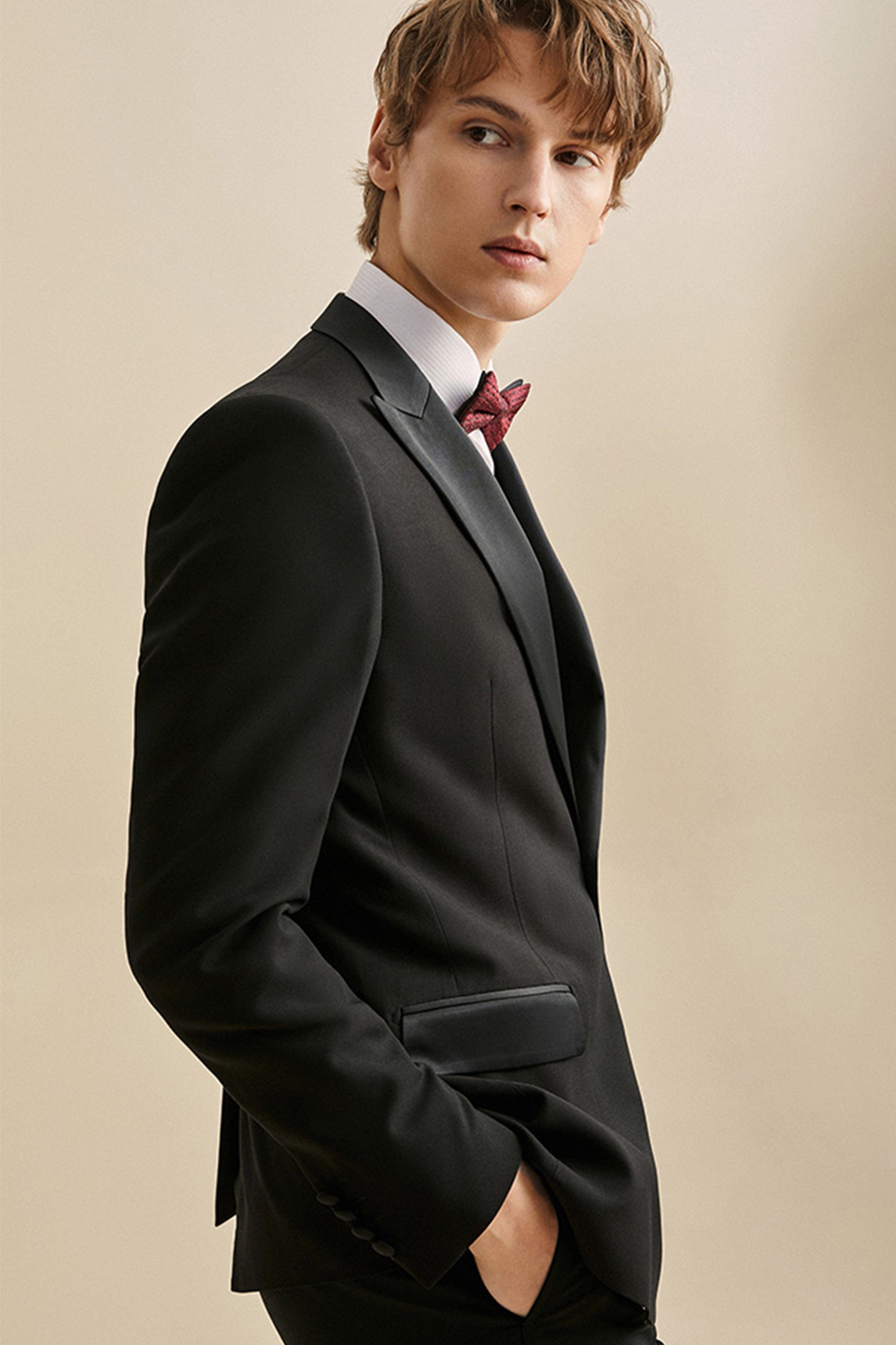 aesido Black 3 Piece Single Button Business Slim Fit Men's Suit Groom Wedding Dress