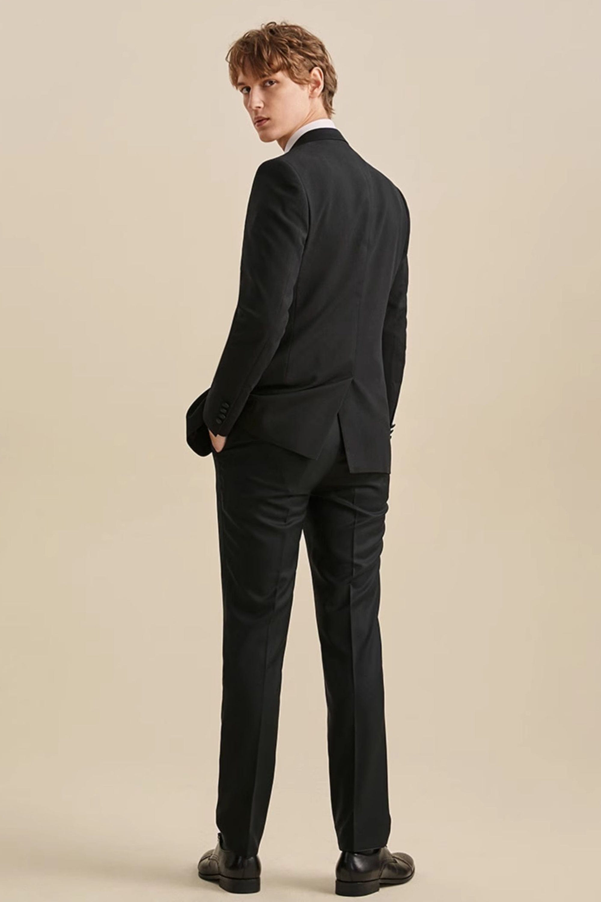 aesido Black 3 Piece Single Button Business Slim Fit Men's Suit Groom Wedding Dress