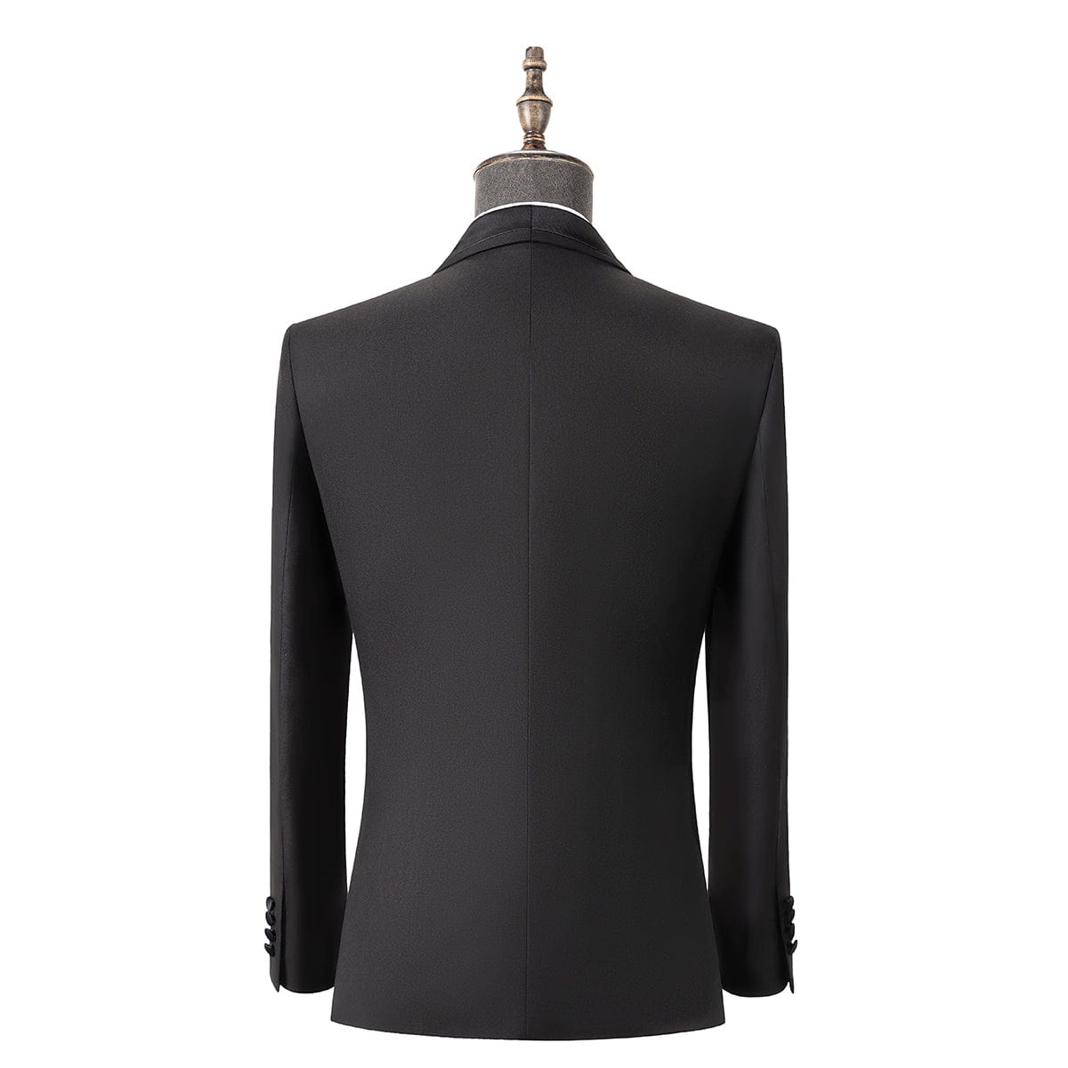 aesido Black 3 Piece Single Button Satin Collar Men Suit (Blazer+Vest+Pants)