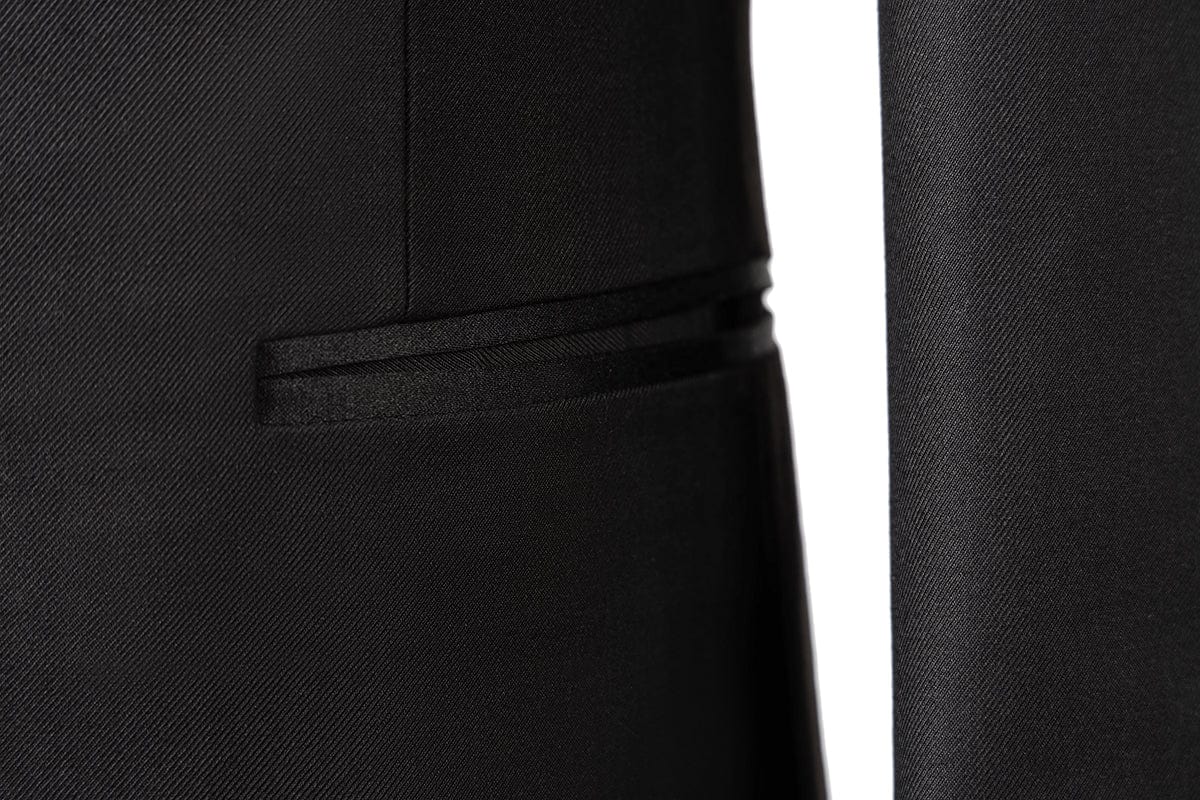 aesido Black 3 Piece Single Button Satin Collar Men Suit (Blazer+Vest+Pants)