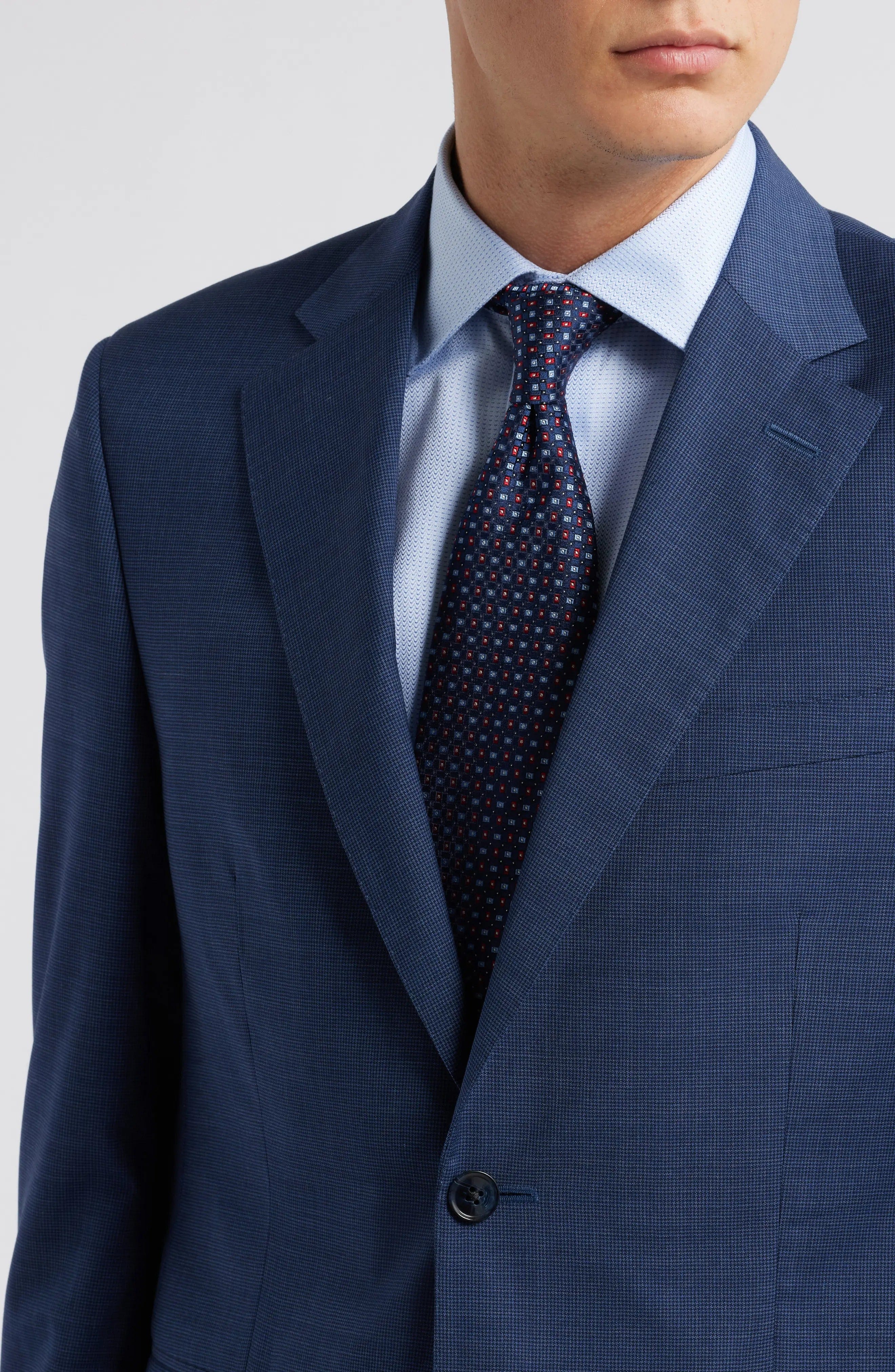 aesido Blue 2 Piece Double Button Business Casual Slim Fit Men Suit