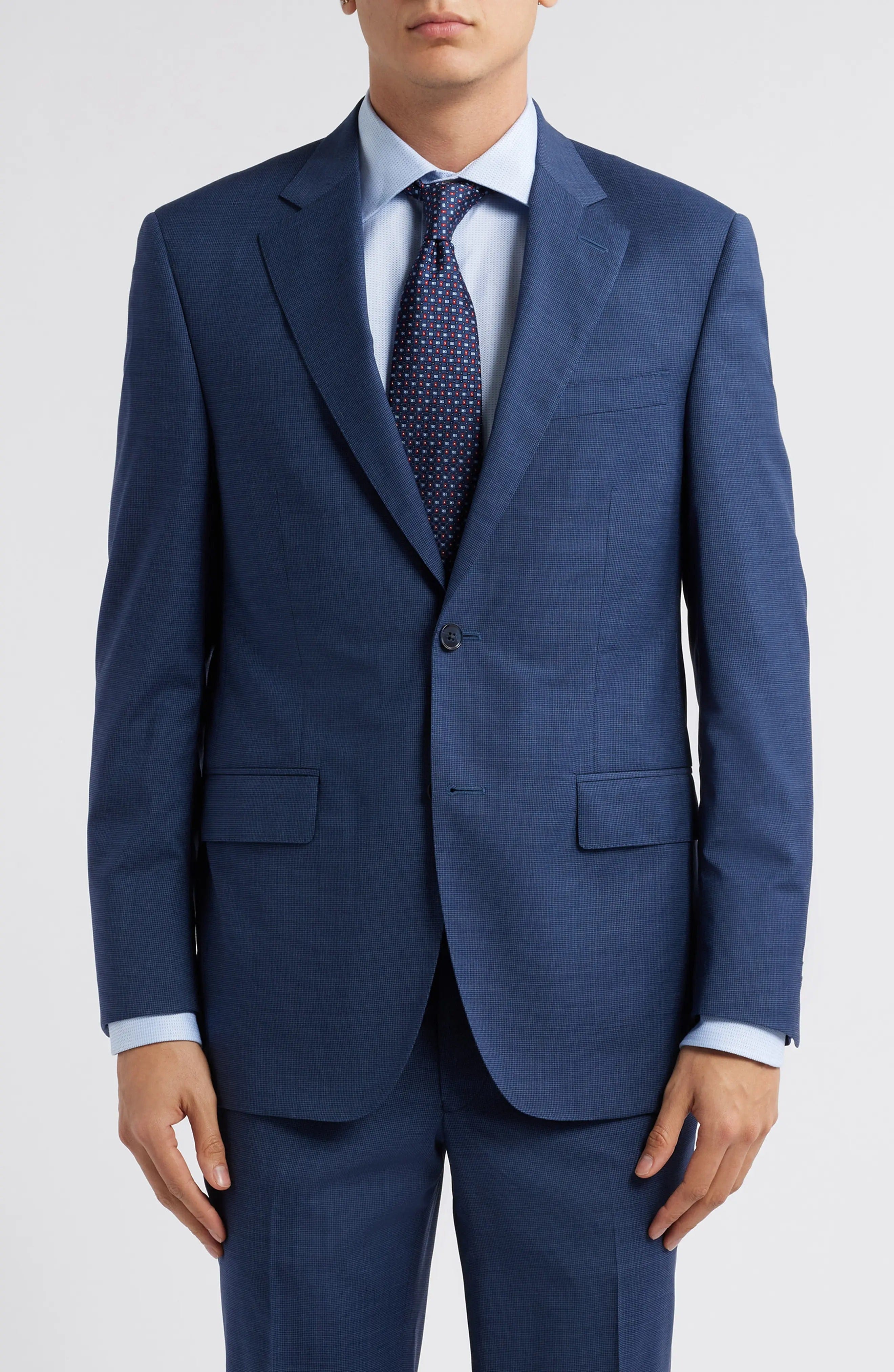 aesido Blue 2 Piece Double Button Business Casual Slim Fit Men Suit