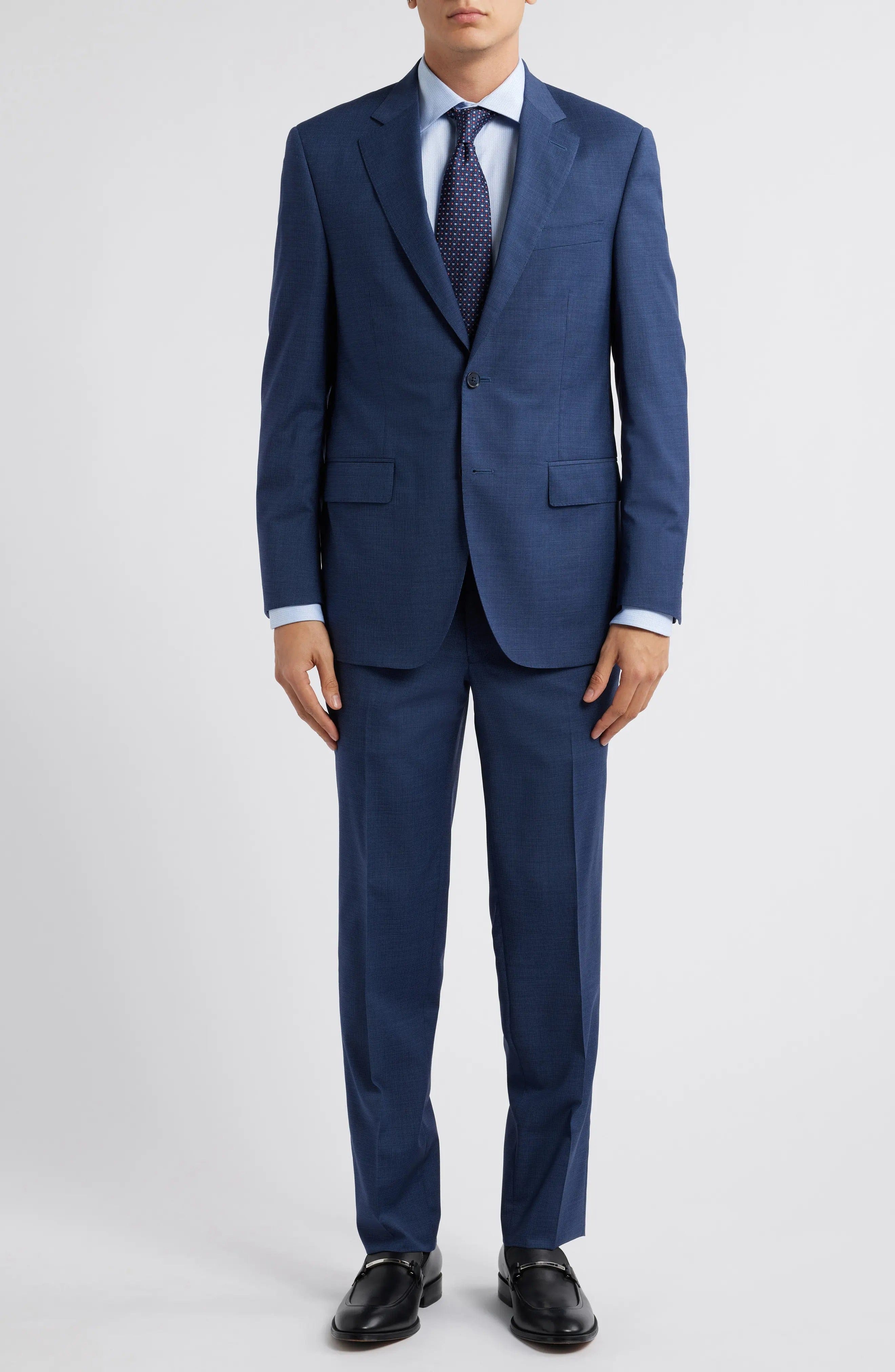 aesido Blue 2 Piece Double Button Business Casual Slim Fit Men Suit
